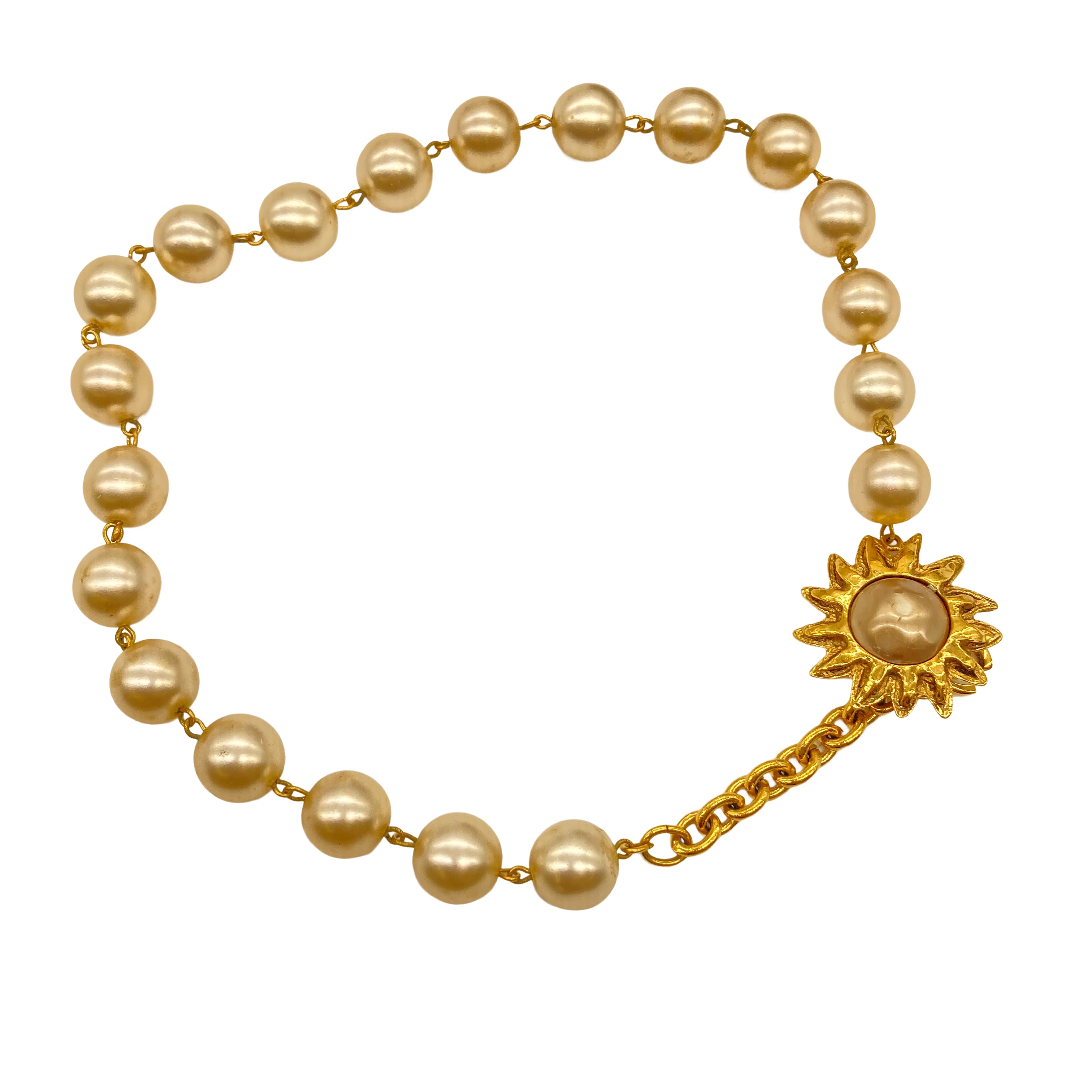 Chanel Faux Pearl Gold Toned Necklace