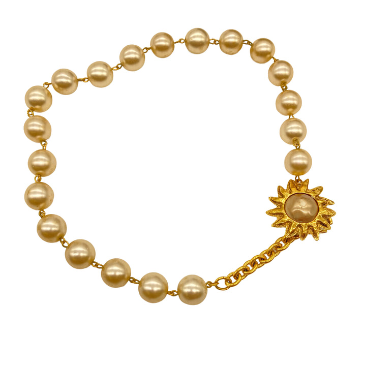 Chanel Faux Pearl Gold Toned Necklace