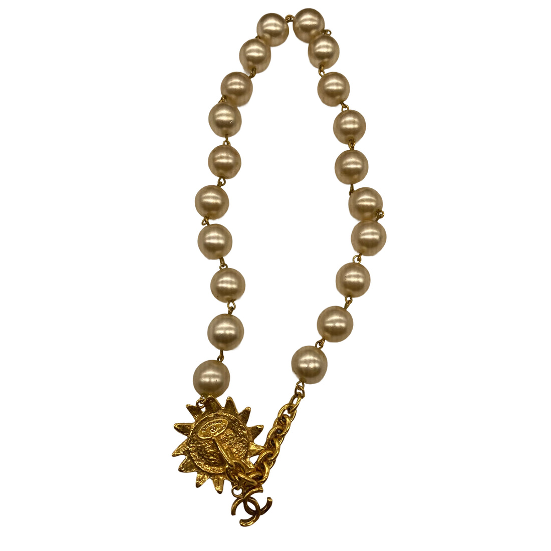 Chanel Faux Pearl Gold Toned Necklace