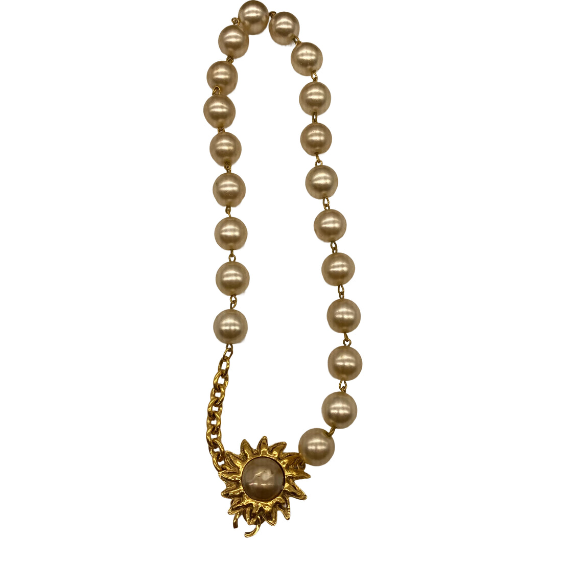 Chanel Faux Pearl Gold Toned Necklace