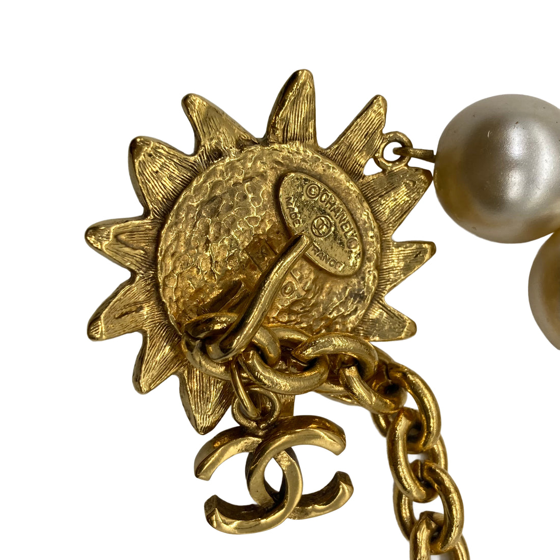 Chanel Faux Pearl Gold Toned Necklace