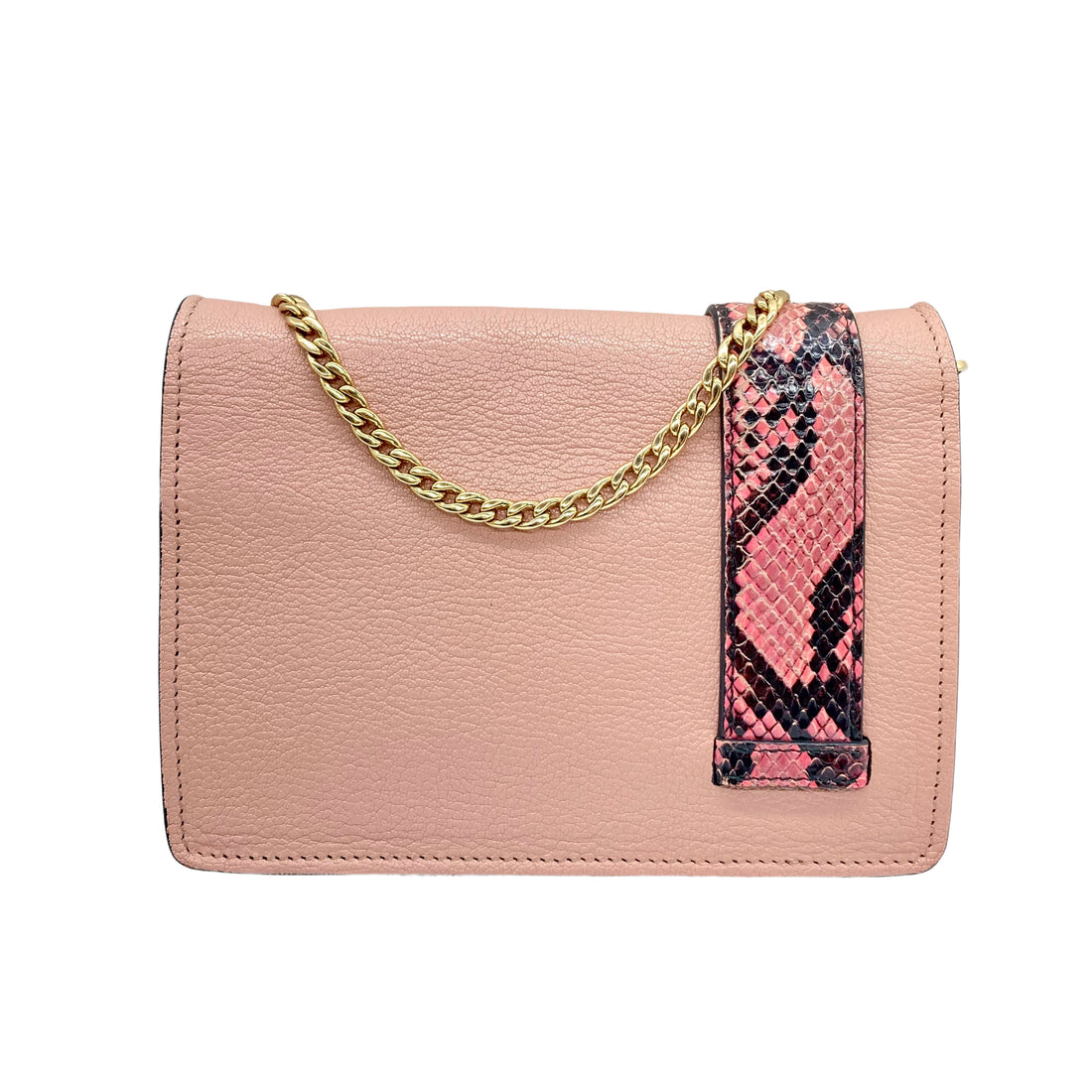 Miu Miu Peach Leather Crystal Buckle Flap Shoulder Bag MM11