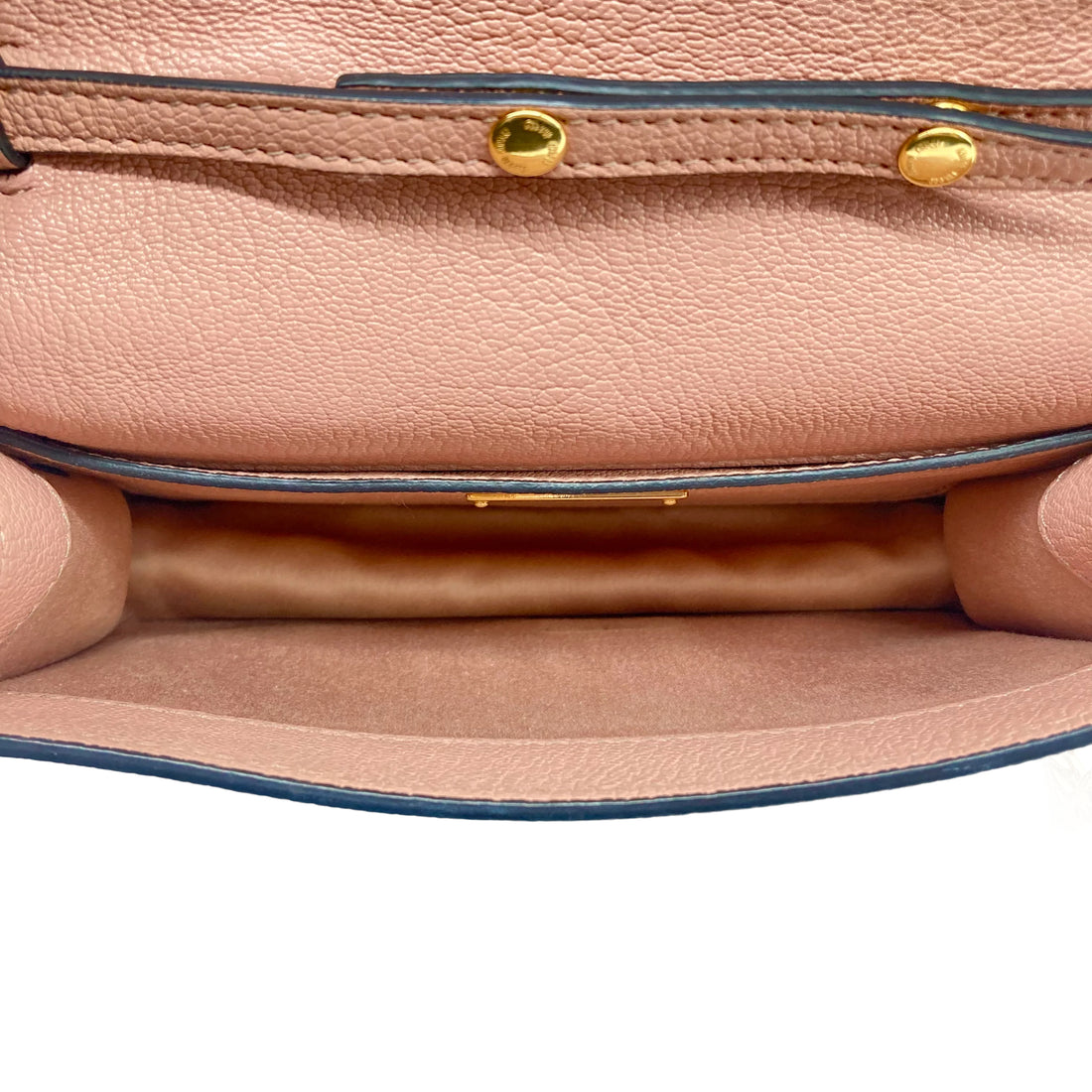 Miu Miu Peach Leather Crystal Buckle Flap Shoulder Bag MM11