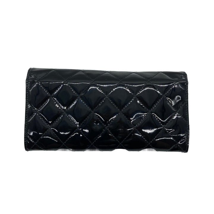 Chanel Patent Quilted Large Brilliant Flap Wallet Black CC510