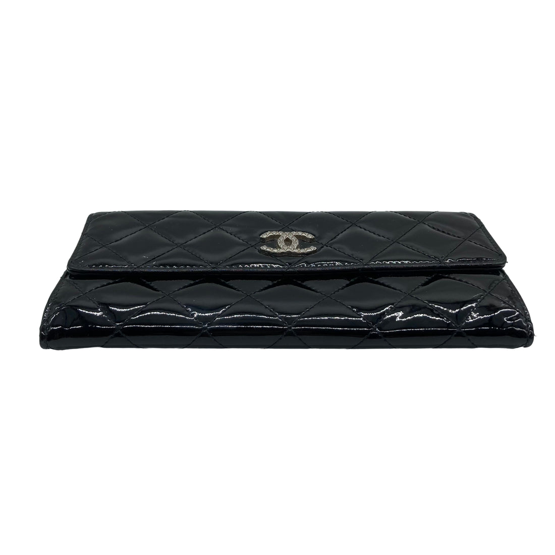 Chanel Patent Quilted Large Brilliant Flap Wallet Black CC510