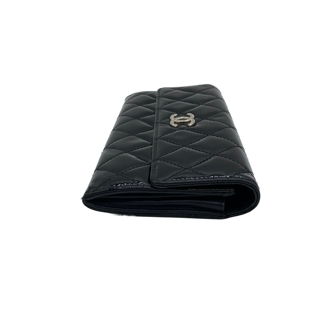 Chanel Patent Quilted Large Brilliant Flap Wallet Black CC510