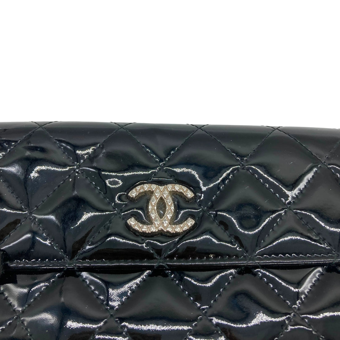 Chanel Patent Quilted Large Brilliant Flap Wallet Black CC510