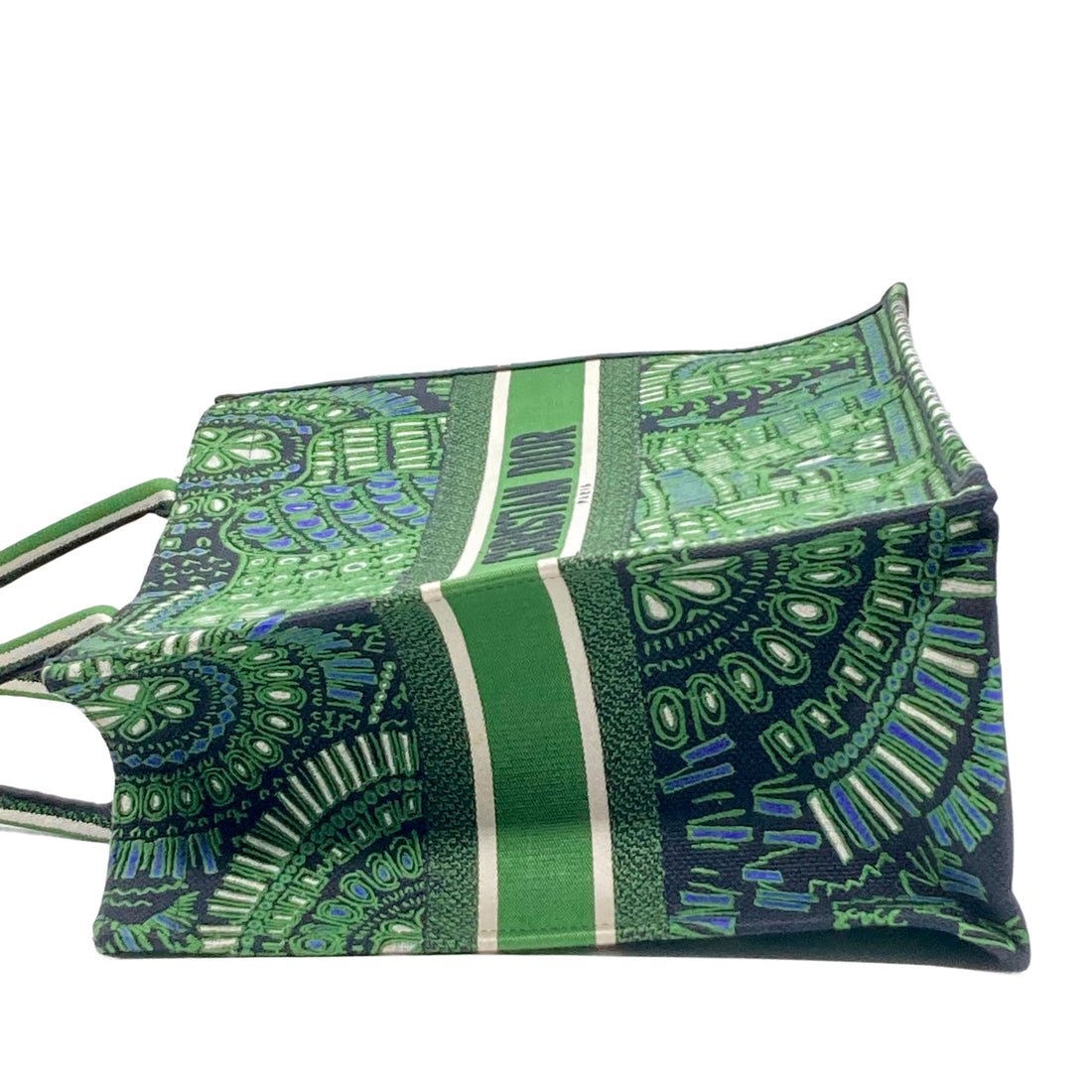 Christian Dior Canvas Embroidered Dior Animals Elephant Book Tote Green DR216