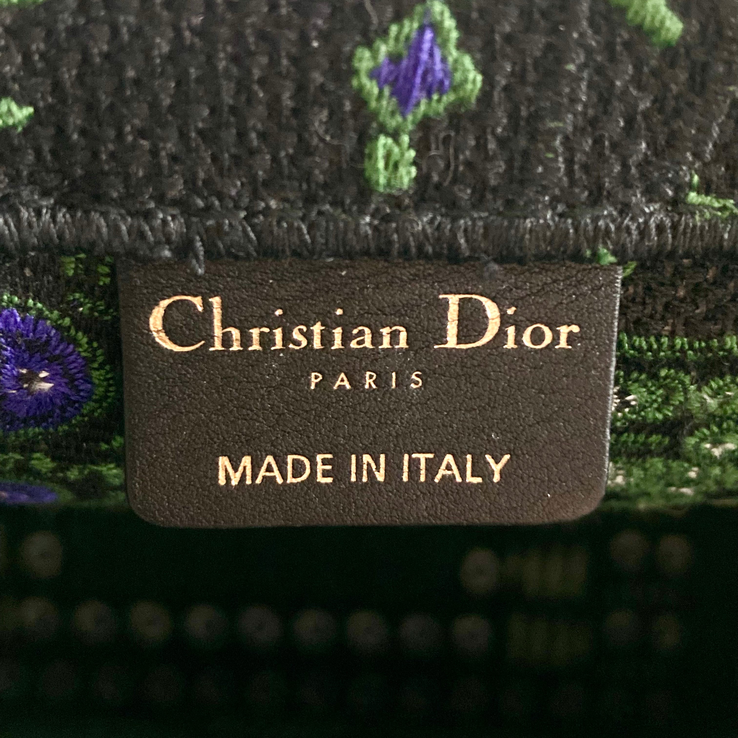 Christian Dior Canvas Embroidered Dior Animals Elephant Book Tote Green DR216