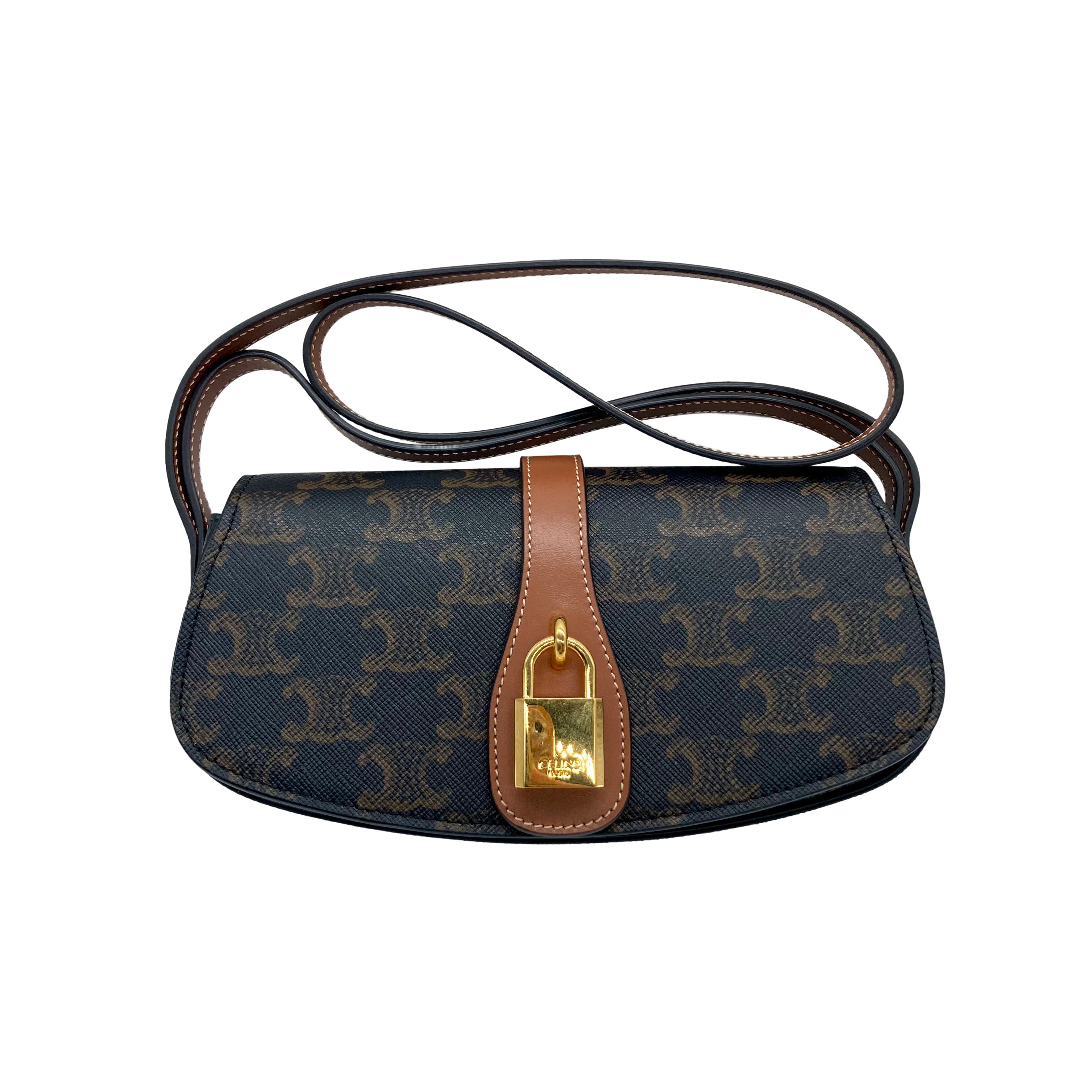 Celine Triomphe Calfskin Tabou Clutch Shoulder Bag CE84