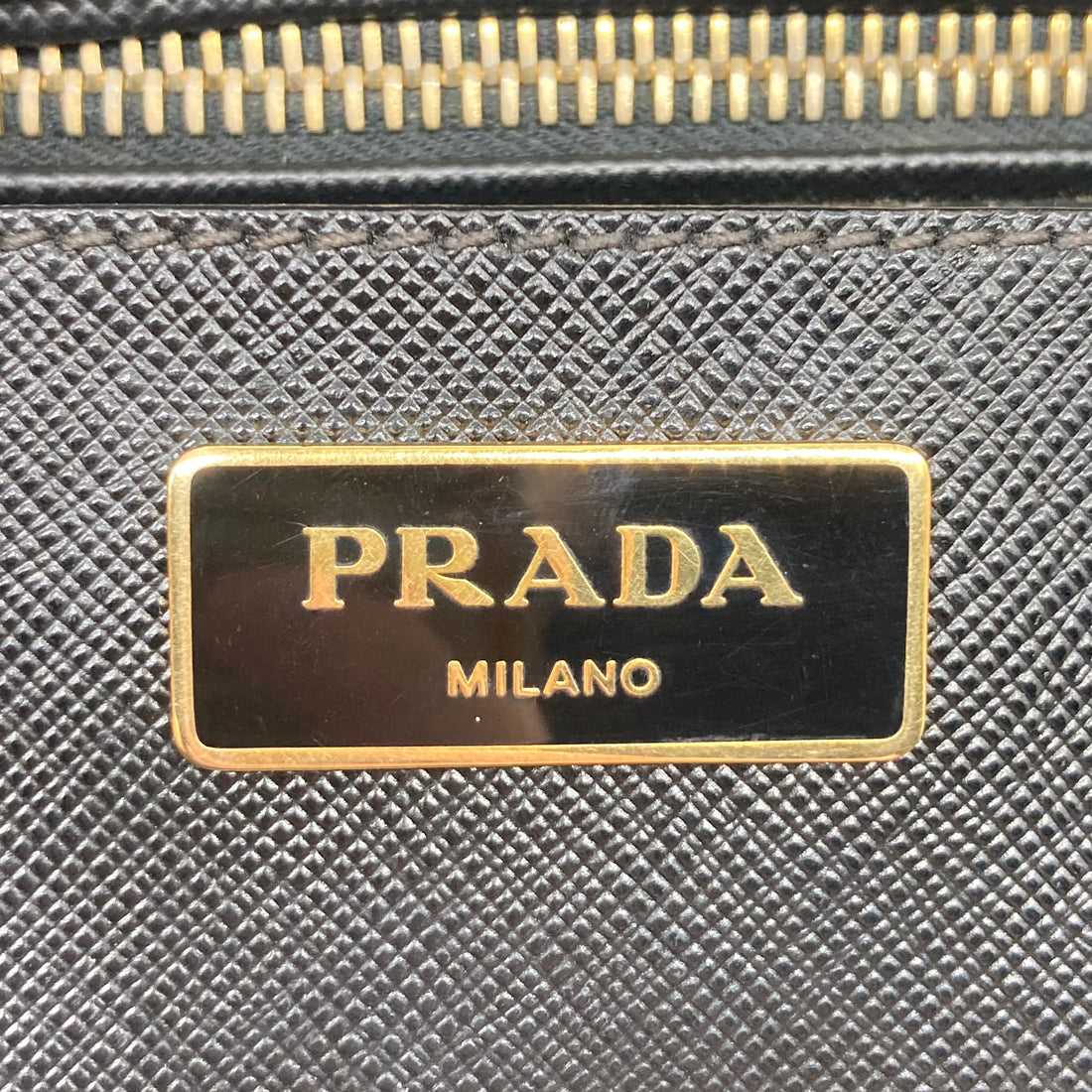 Prada Saffiano Lux Leather Medium Double Zip Tote Black PR120