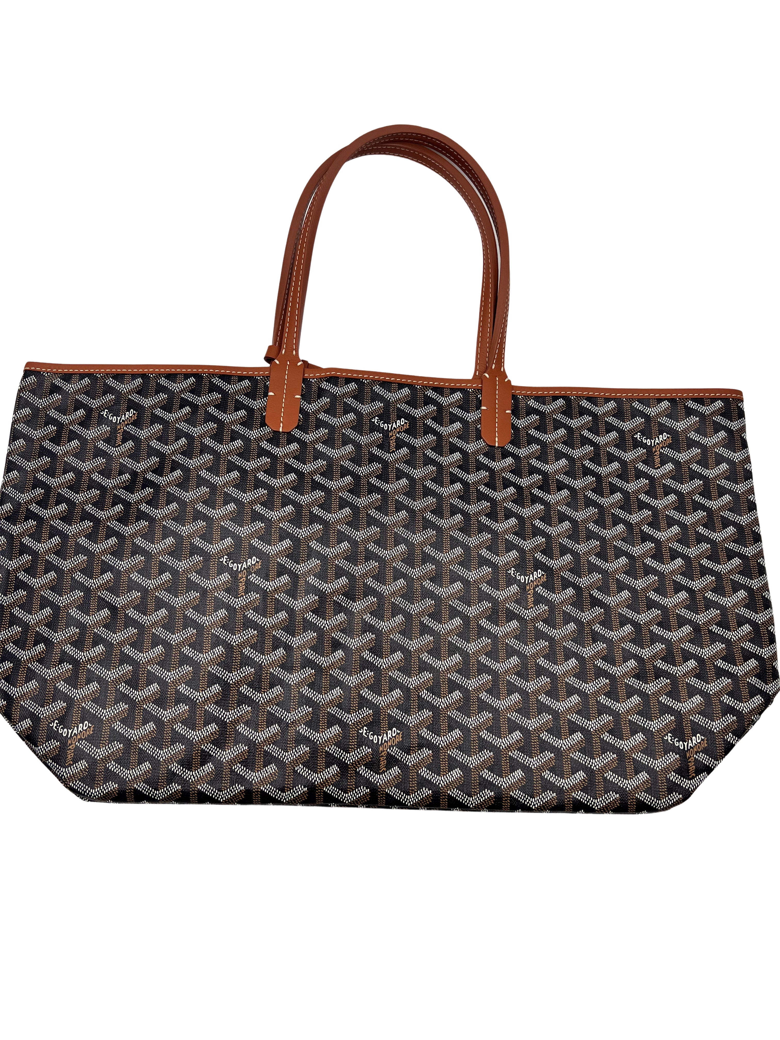 Goyard Goyardine Saint Louis Black Brown Shoulder Tote Bag & Pouch GR17