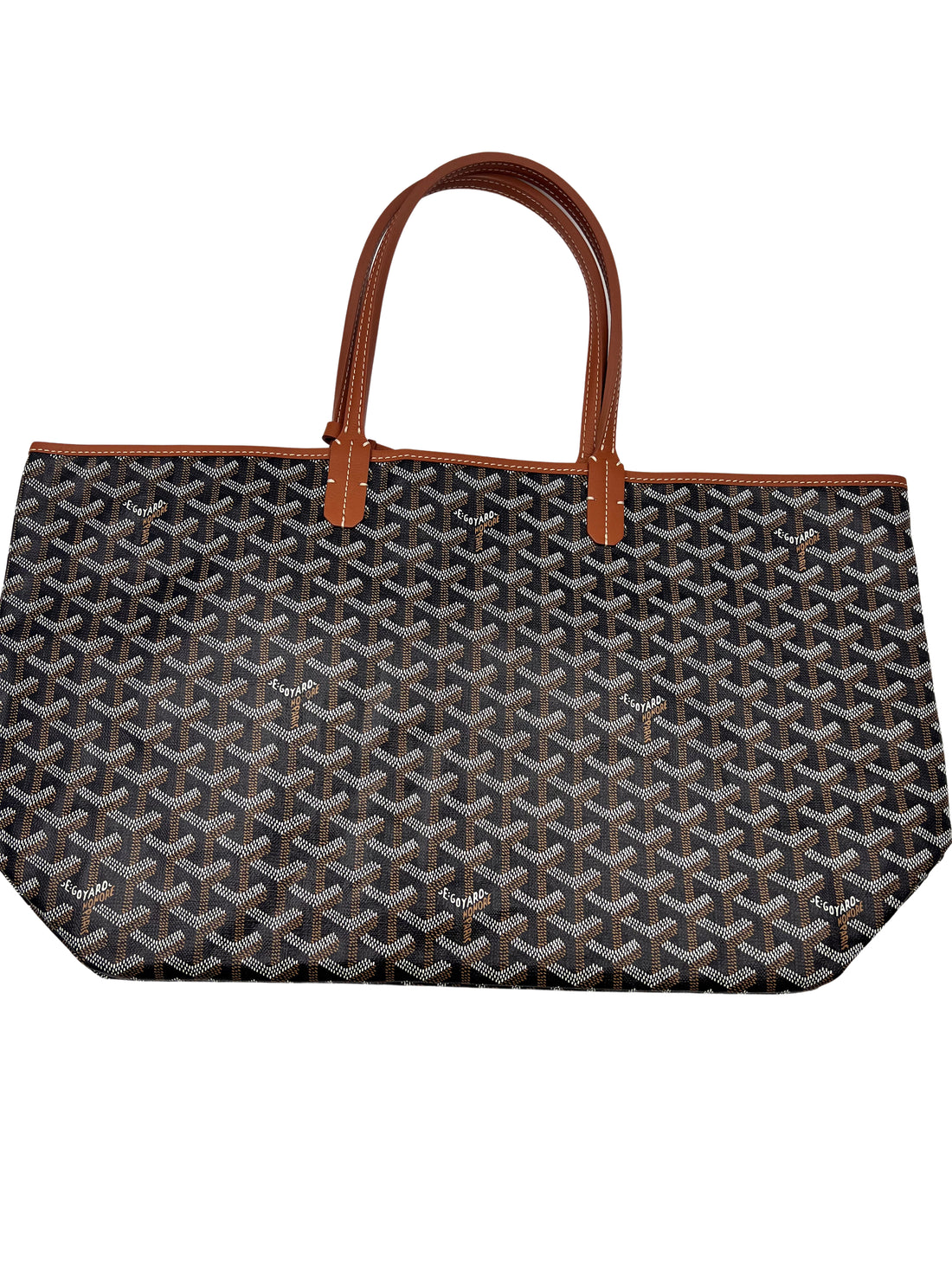 Goyard Goyardine Saint Louis Black Brown Shoulder Tote Bag & Pouch GR17
