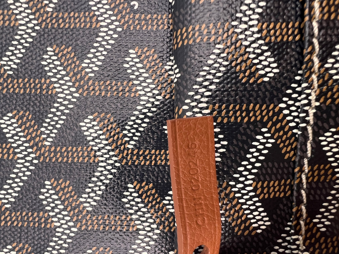 Goyard Goyardine Saint Louis Black Brown Shoulder Tote Bag & Pouch GR17