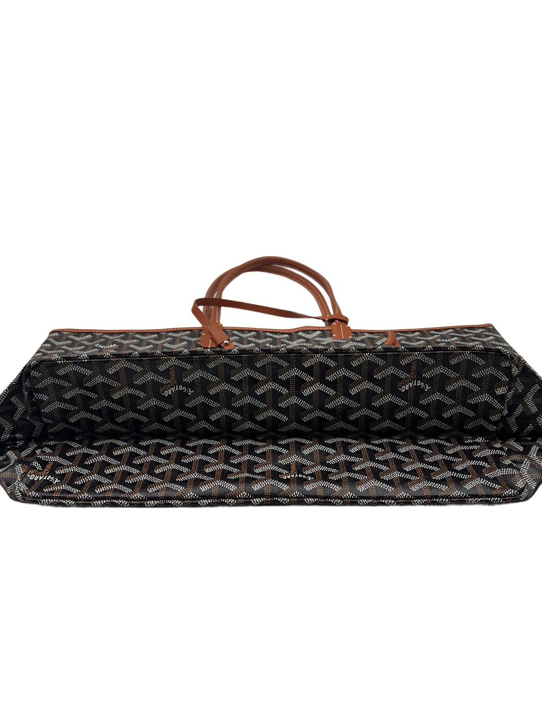 Goyard Goyardine Saint Louis Black Brown Shoulder Tote Bag & Pouch GR17