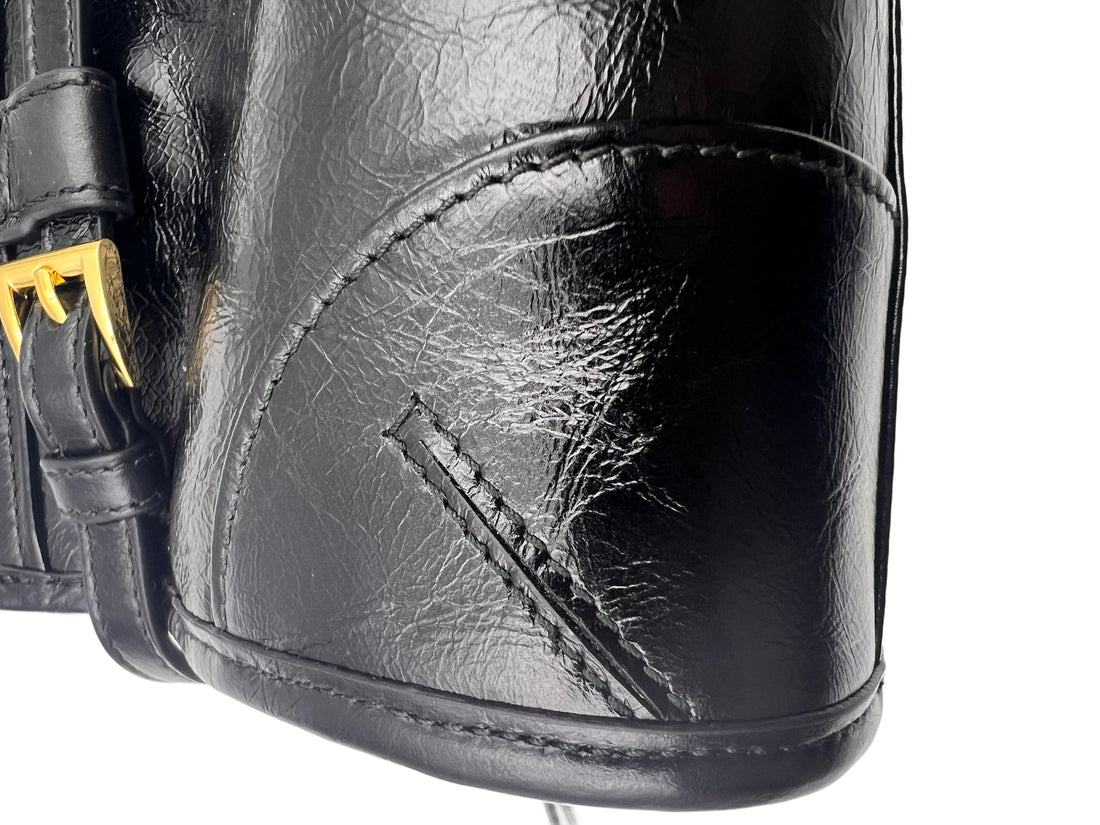 Prada Bonnie Mini Leather Hobo Black PR121