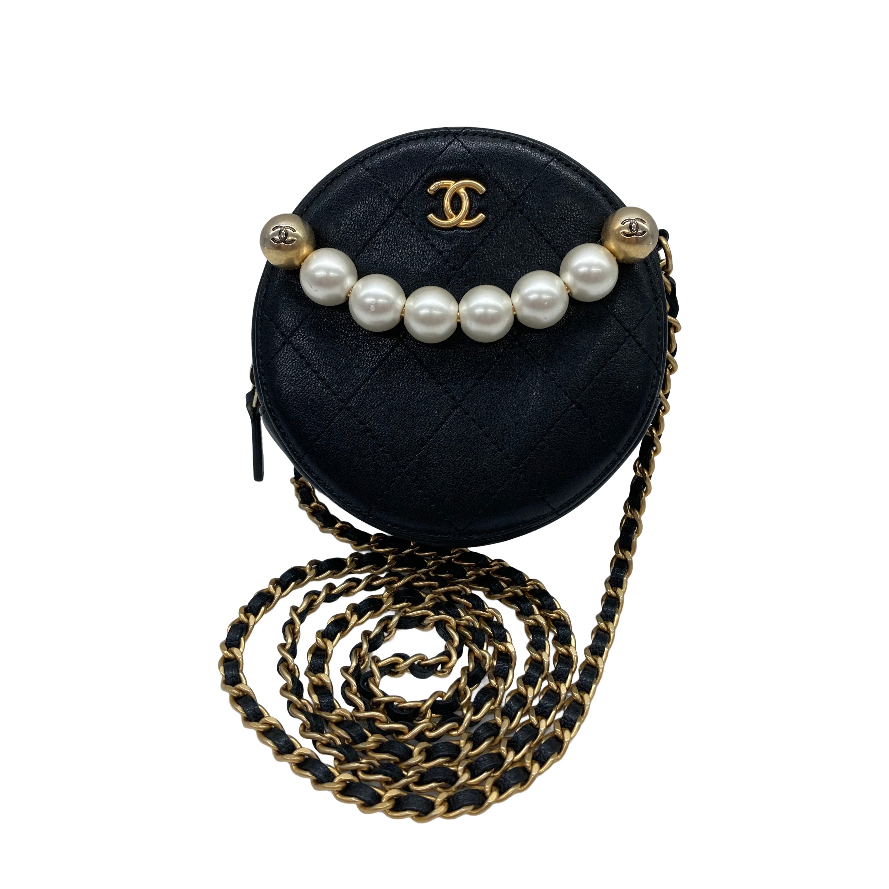 Chanel Pearl Mini Round Bag Black (29***54) CC588