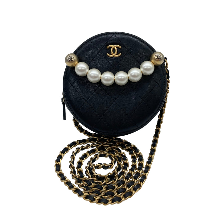 Chanel Pearl Mini Round Bag Black (29***54) CC588