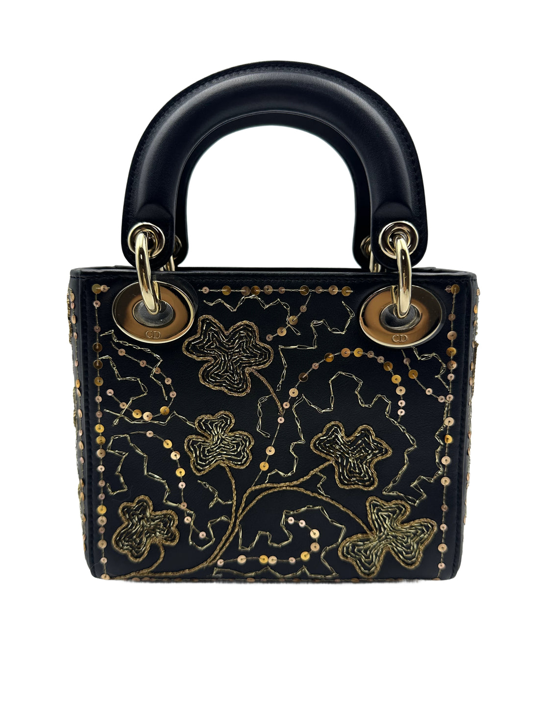Christian Dior Limited Edition Embrodered Mini Lady Gold/Black DR232