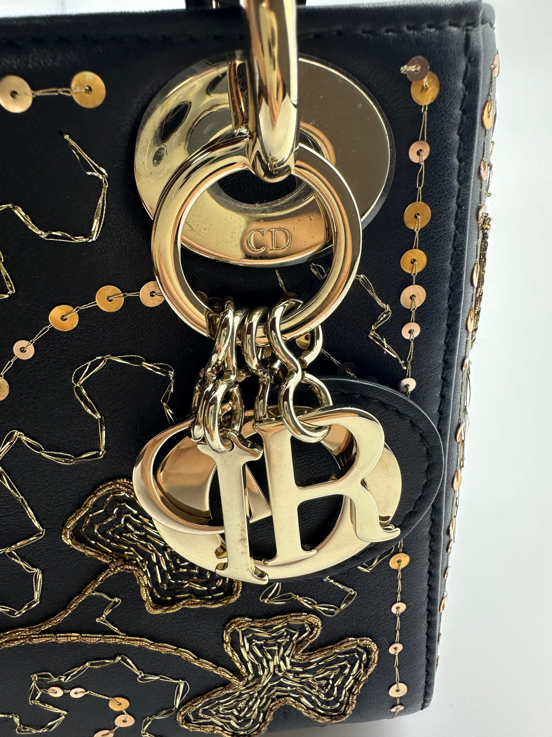 Christian Dior Limited Edition Embrodered Mini Lady Gold/Black DR232