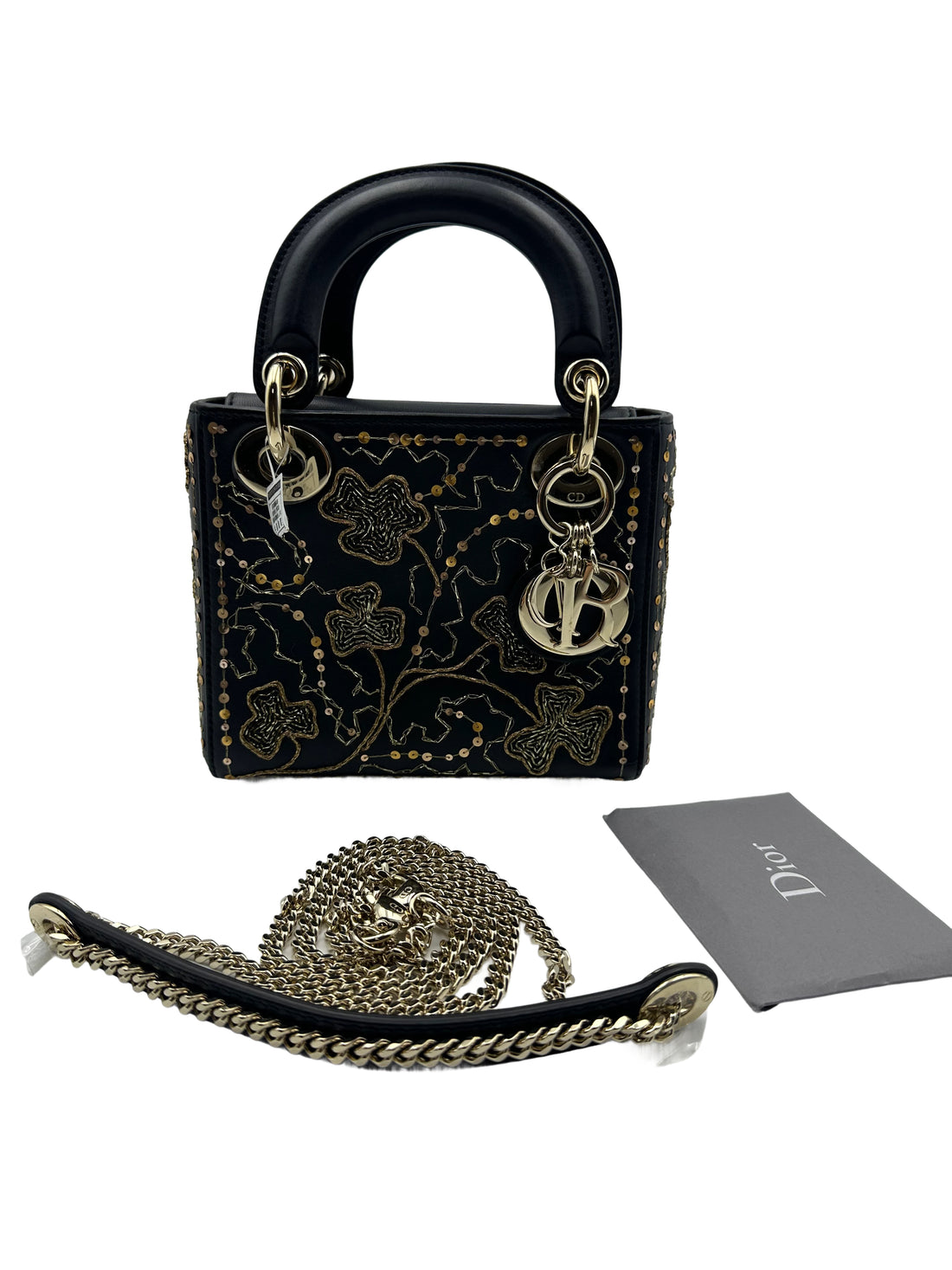 Christian Dior Limited Edition Embrodered Mini Lady Gold/Black DR232