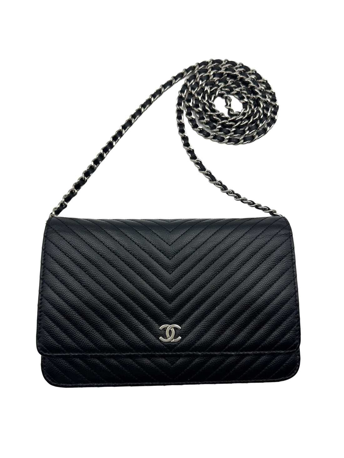 Caviar Chevron Wallet On Chain WOC Black(22***79) CC594