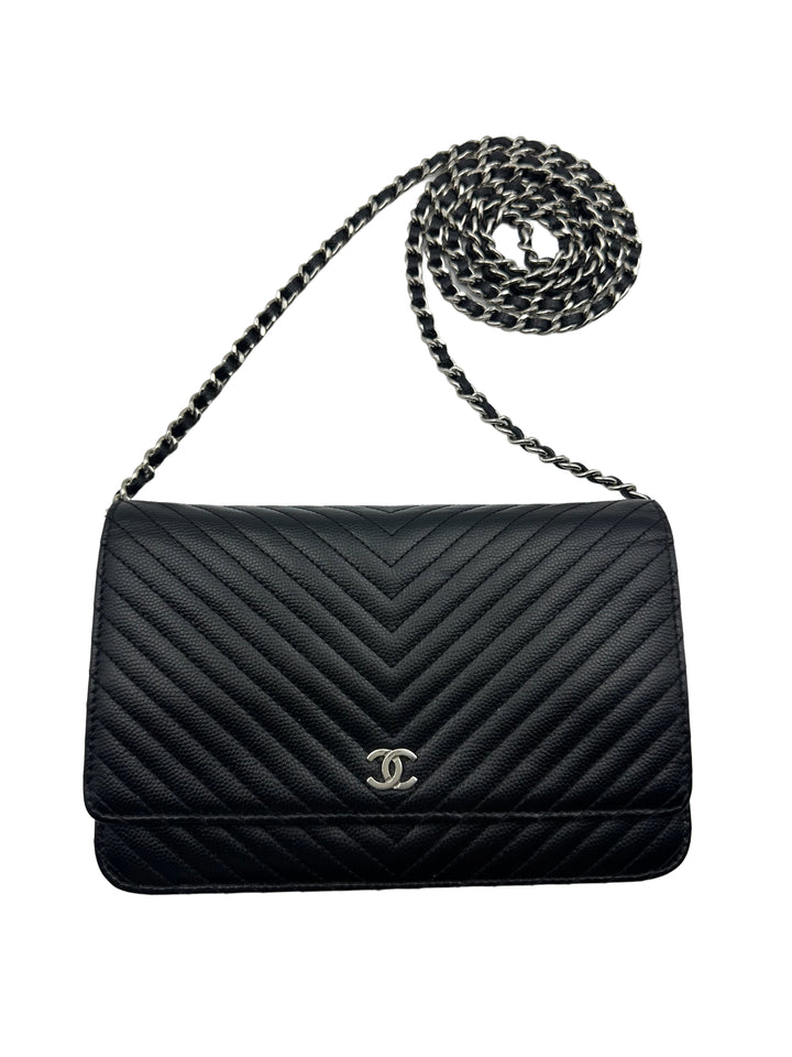 Caviar Chevron Wallet On Chain WOC Black(22***79) CC594