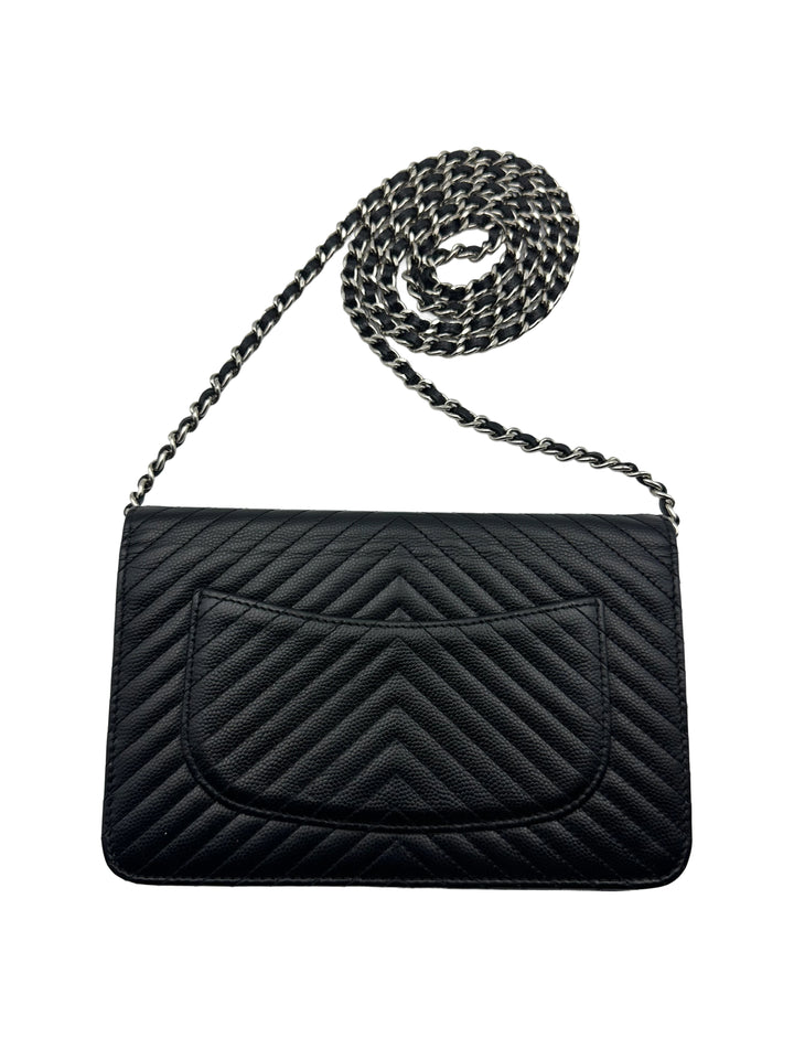 Caviar Chevron Wallet On Chain WOC Black(22***79) CC594