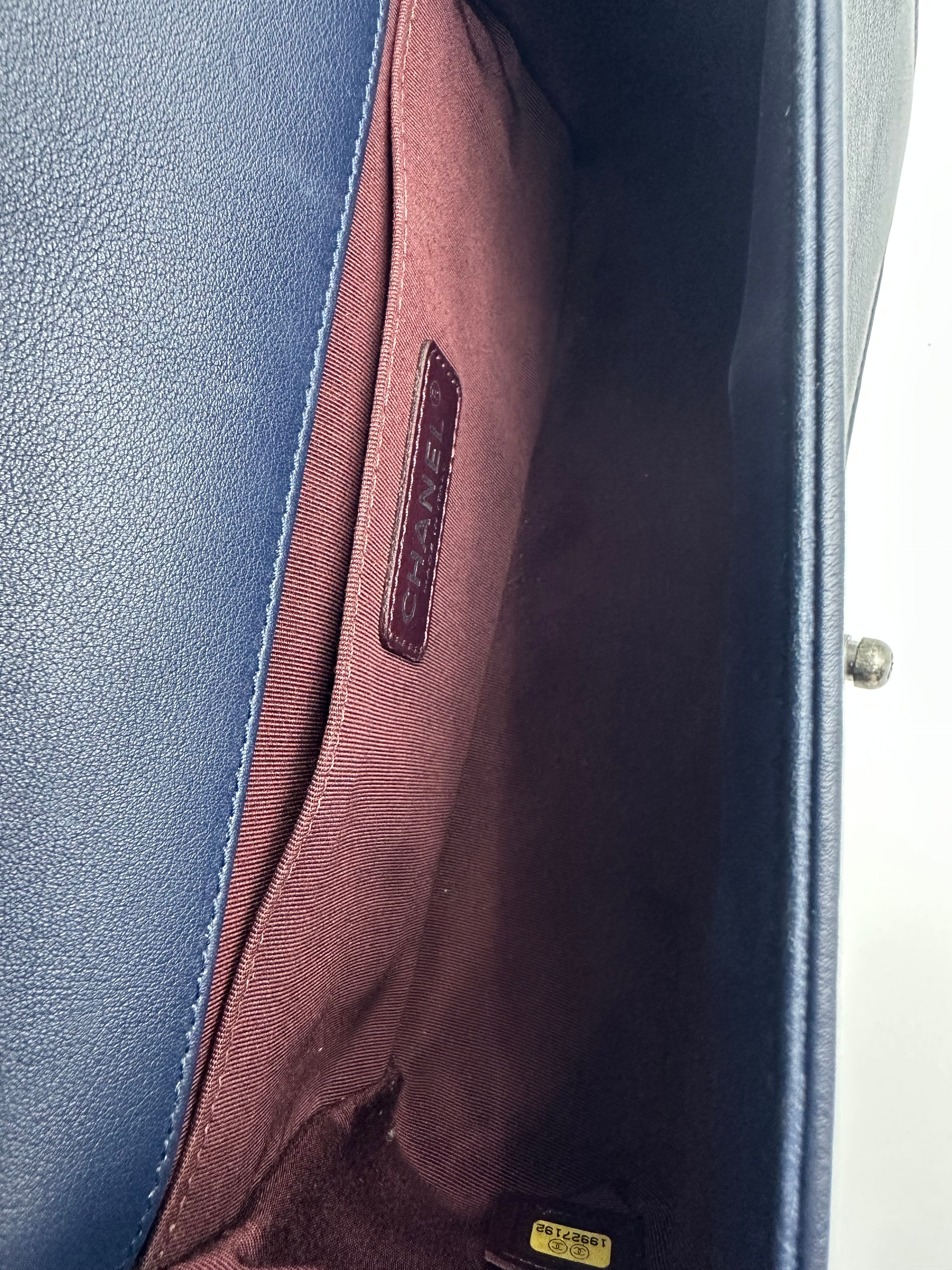 Chanel Stitch Quilted Velvet Medium Flap Boy Blue (19***92) CC593