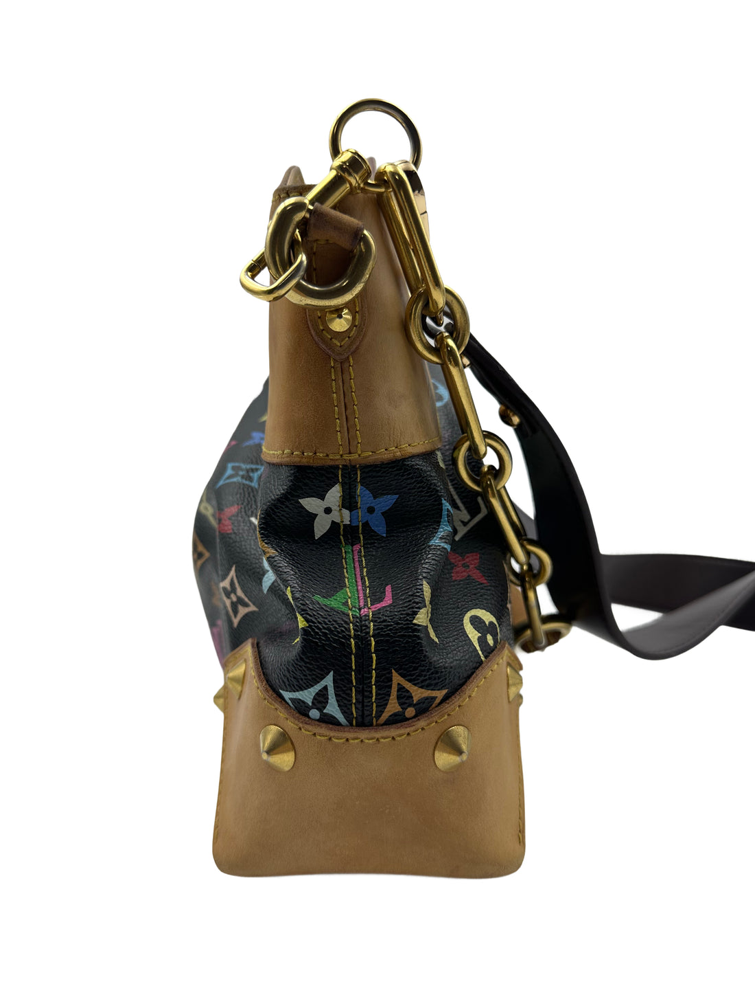 Louis Vuitton Murakami Monogram Shoulder Handbag Black LV1164