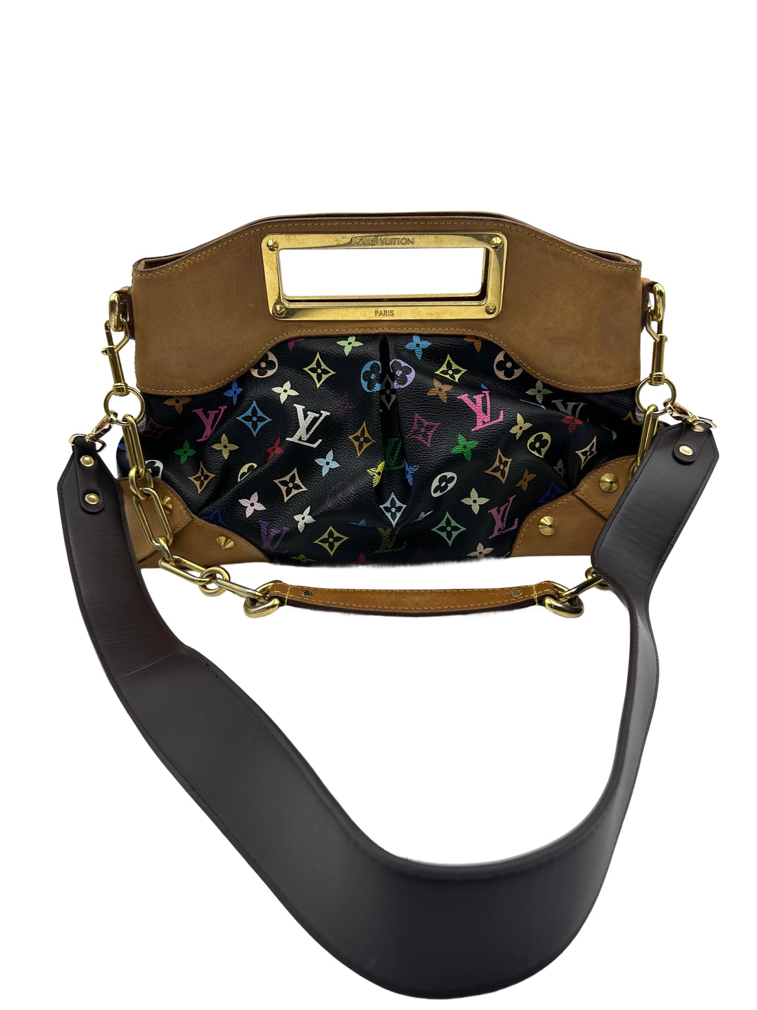 Louis Vuitton Murakami Monogram Shoulder Handbag Black LV1164