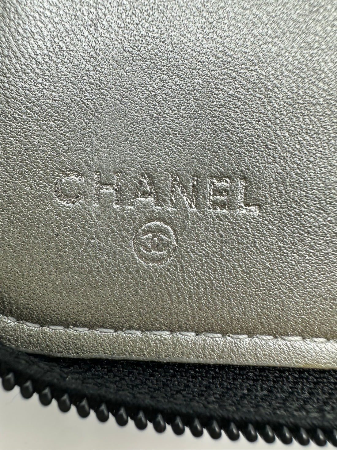 Chanel Camellia Long Zipped Wallet in Black Lambskin with Silver Hardware CC595
