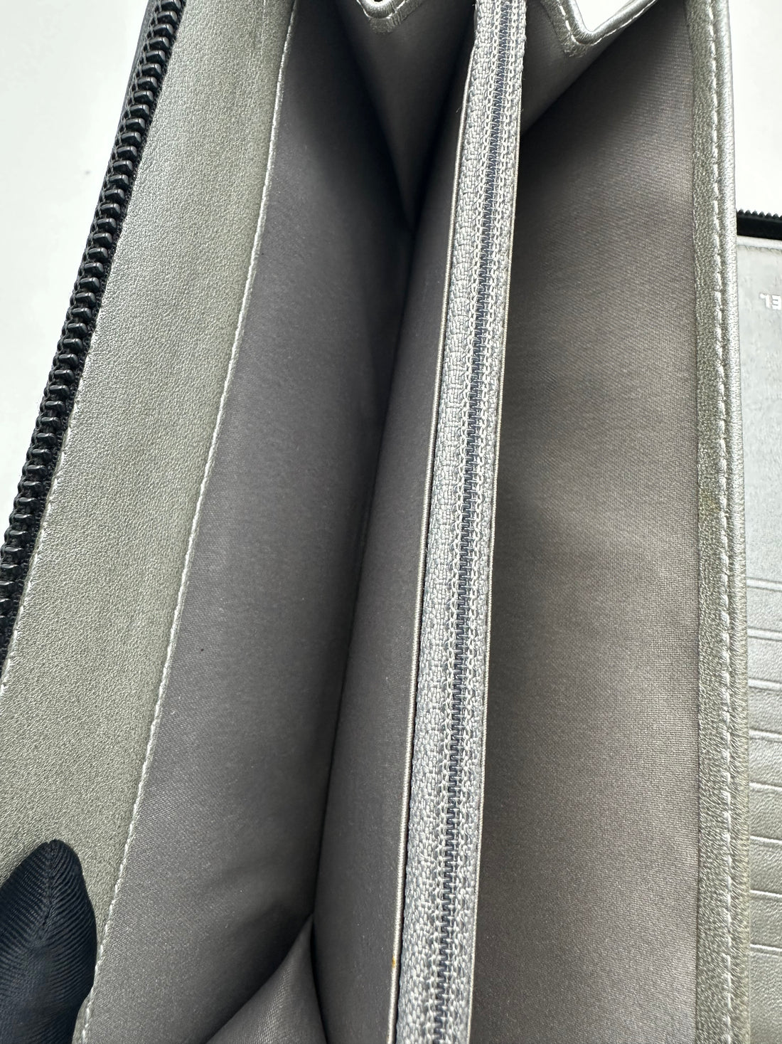 Chanel Camellia Long Zipped Wallet in Black Lambskin with Silver Hardware CC595
