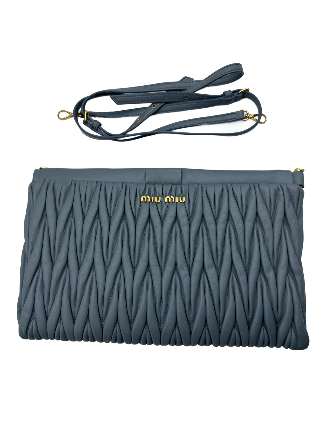 Miu Miu Nube Grey Nappa Matelasse Clutch MM13