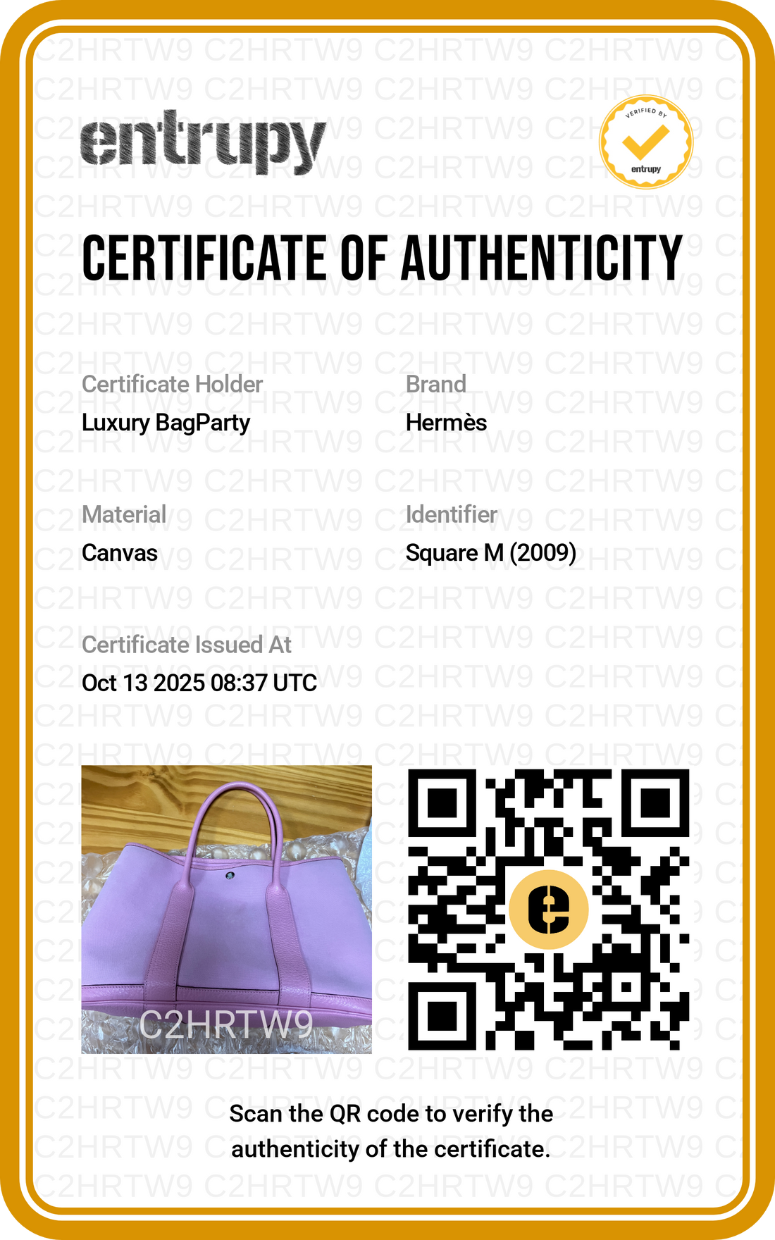 Hermes Garen party tote pink HR36