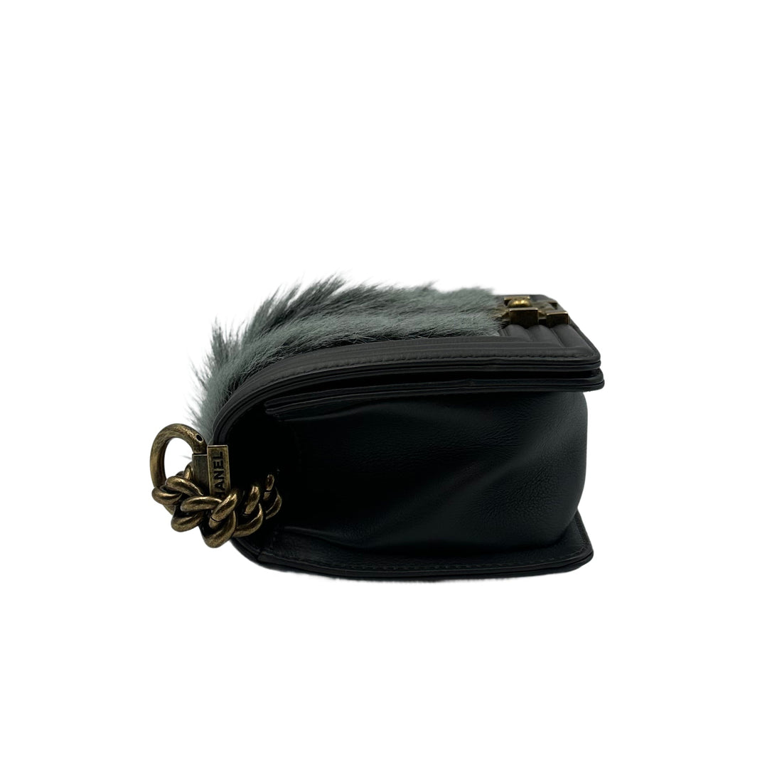 Chanel Horse Fur Small Flap Boy Black CC580