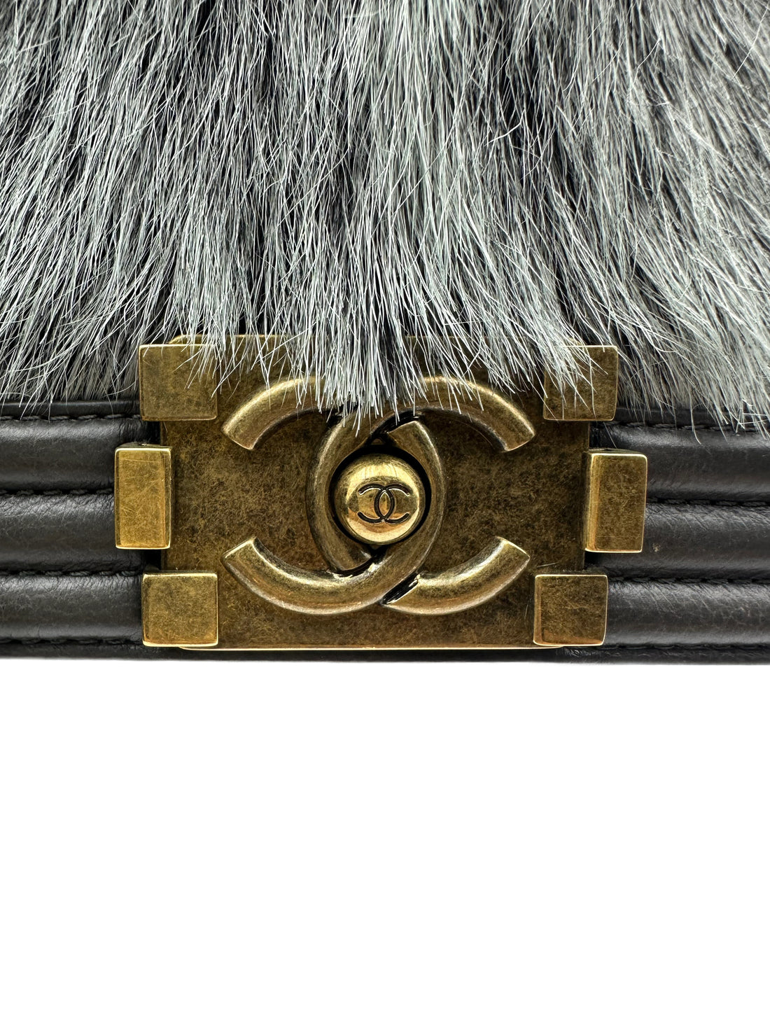 Chanel Horse Fur Small Flap Boy Black CC580