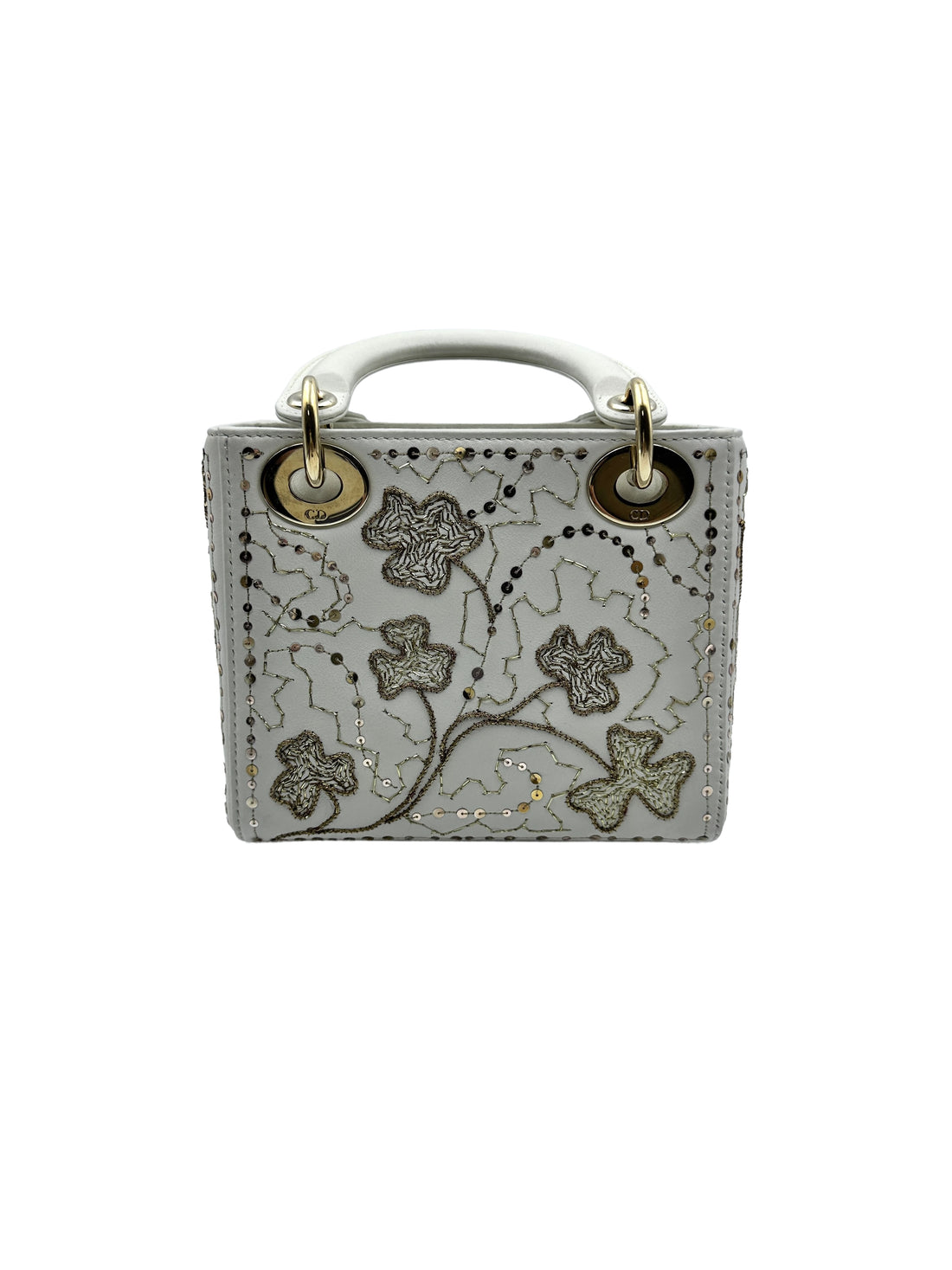 Christian Dior Lady Dior Small Clover Embroidered White DR258