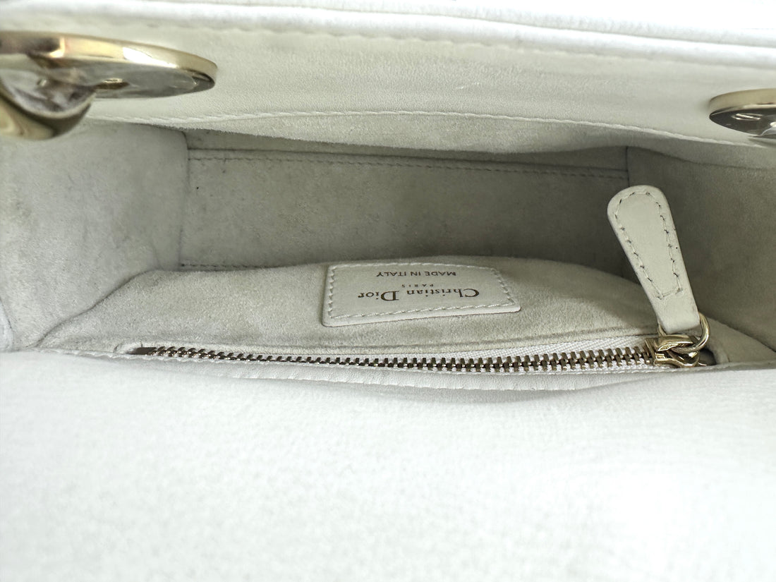 Christian Dior Lady Dior Small Clover Embroidered White DR258