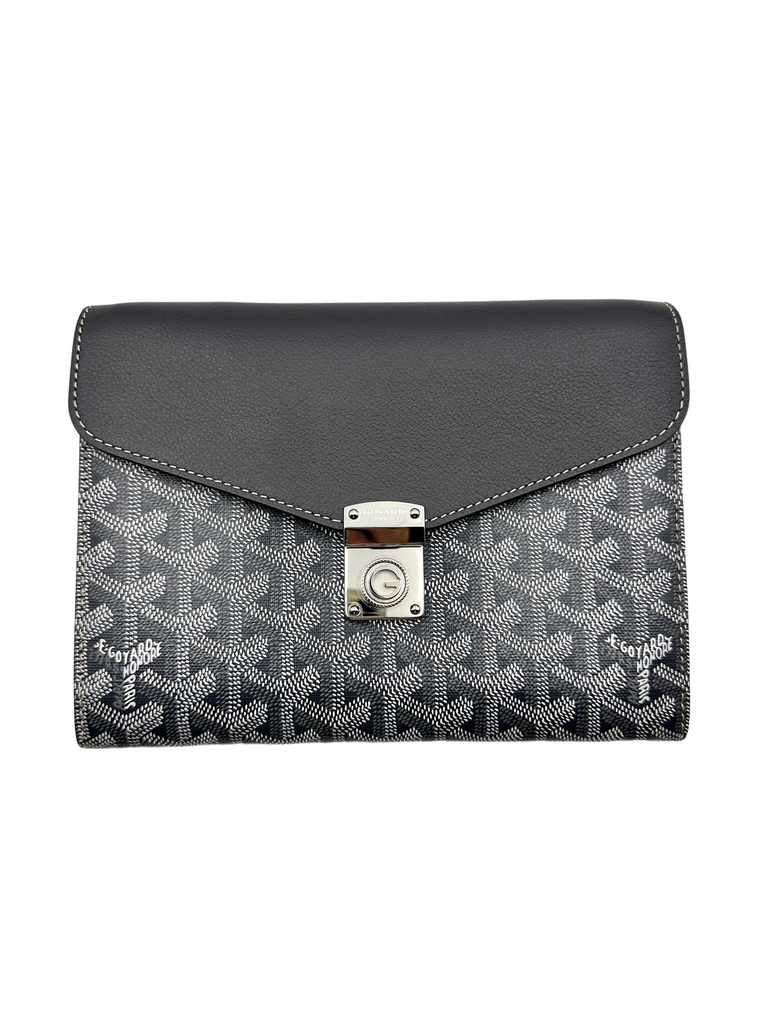 Goyard Goyardine canvas and chevroches calfskin leather Wallet-Pouch Grey gr20