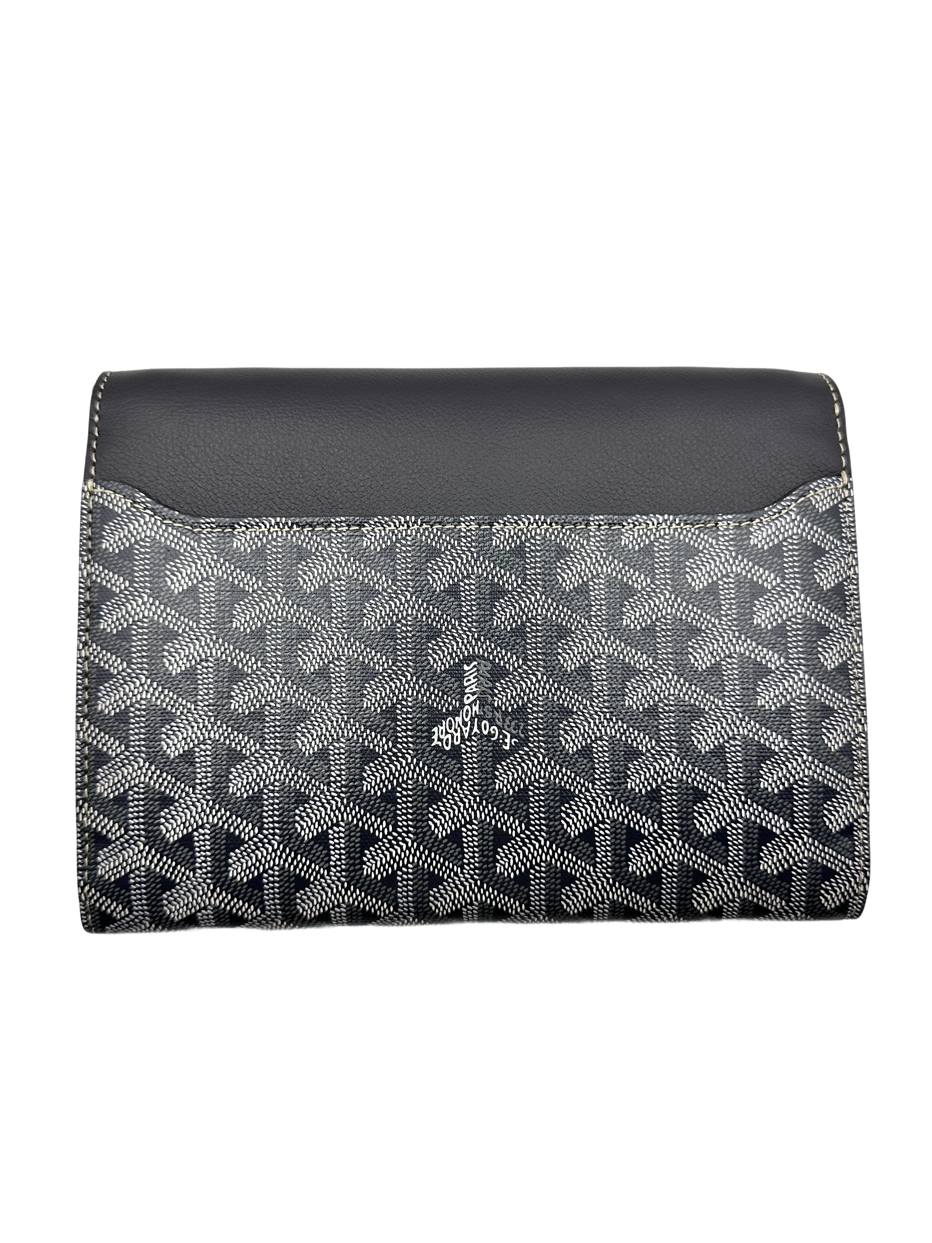 Goyard Goyardine canvas and chevroches calfskin leather Wallet-Pouch Grey gr20