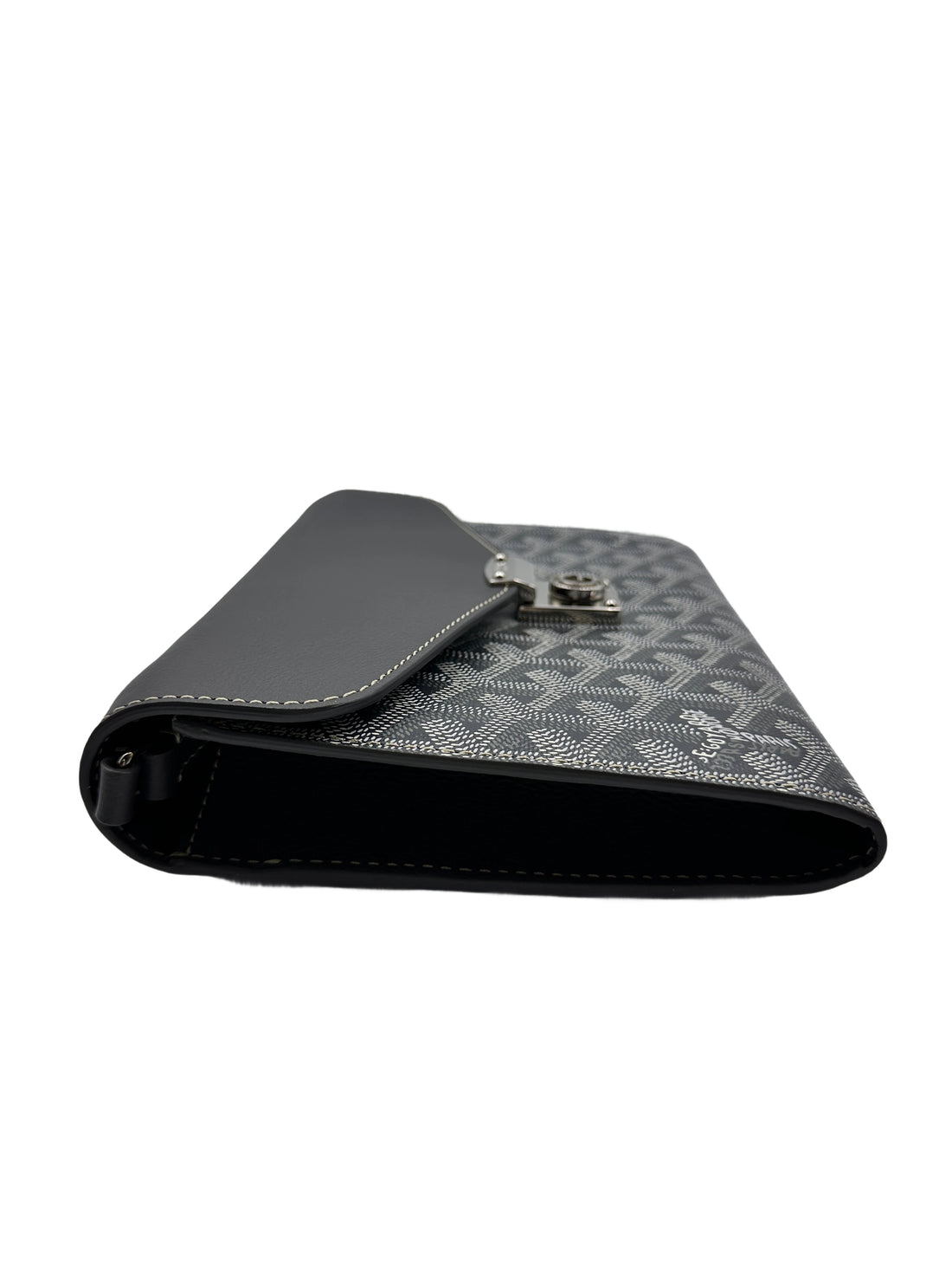 Goyard Goyardine canvas and chevroches calfskin leather Wallet-Pouch Grey gr20