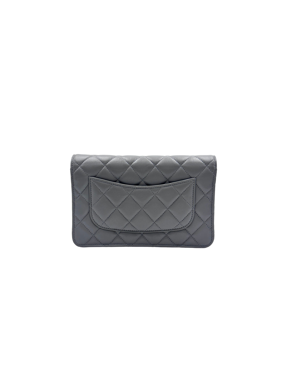 Chanel Lambskin Quilted Wallet On Chain WOC Grey (T0****T4) CC636