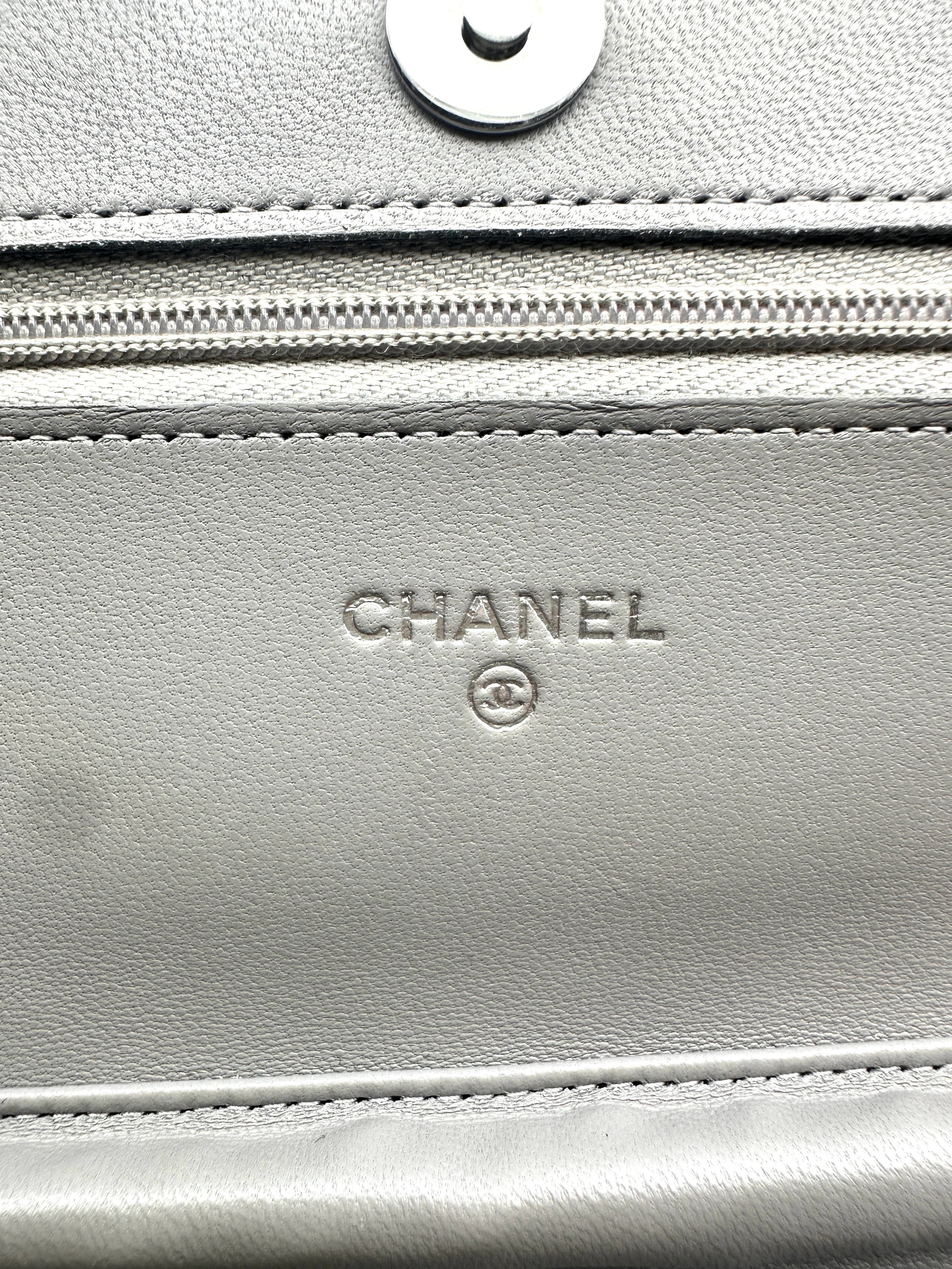 Chanel Lambskin Quilted Wallet On Chain WOC Grey (T0****T4) CC636