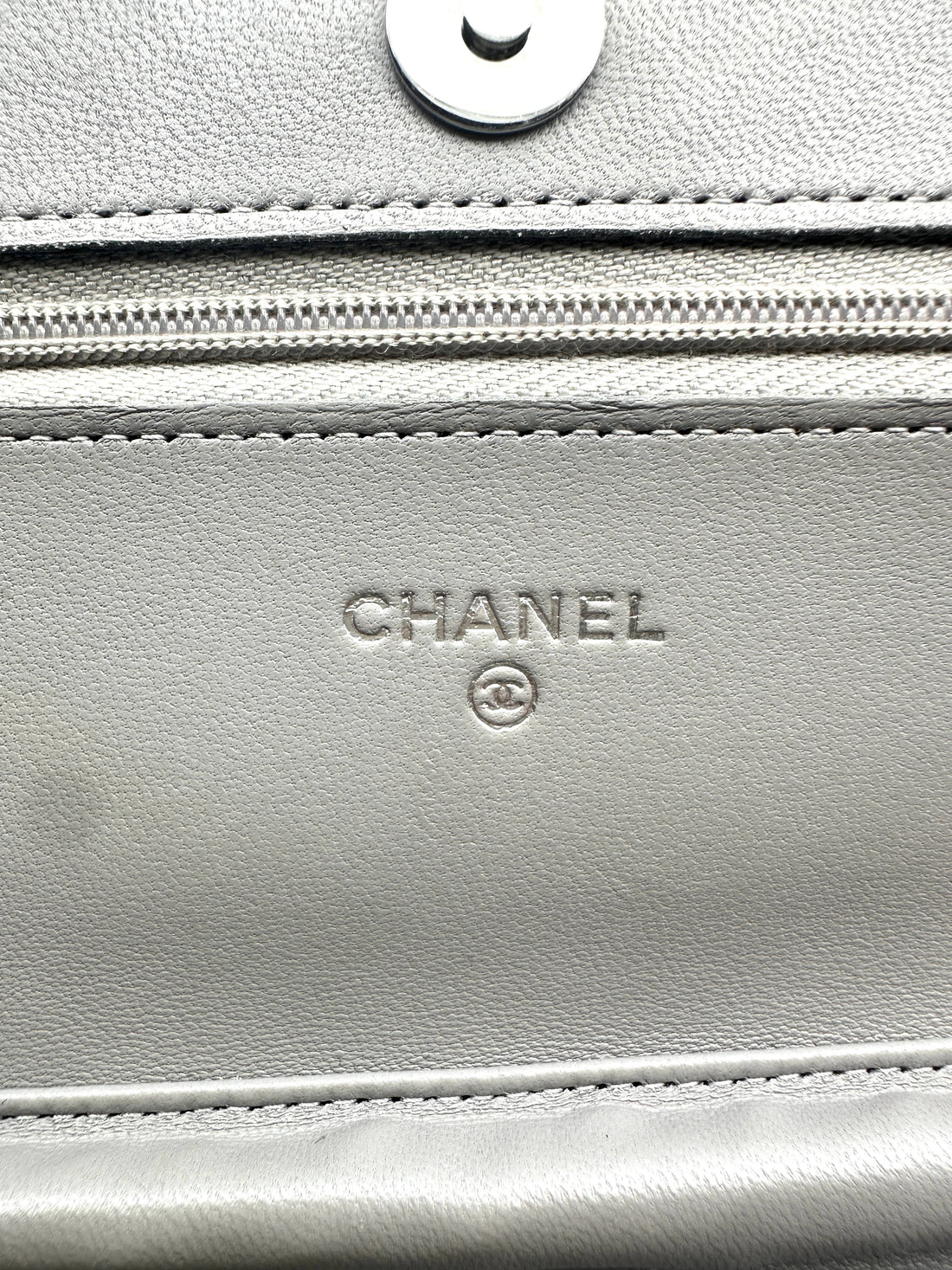 Chanel Lambskin Quilted Wallet On Chain WOC Grey (T0****T4) CC636