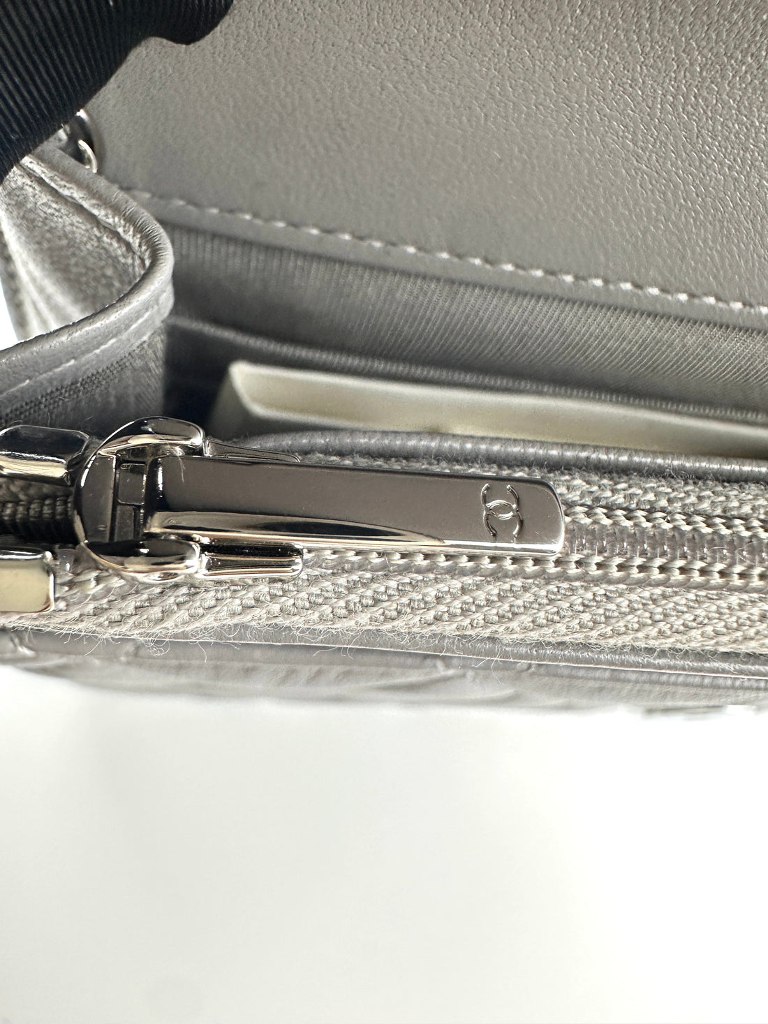 Chanel Lambskin Quilted Wallet On Chain WOC Grey (T0****T4) CC636