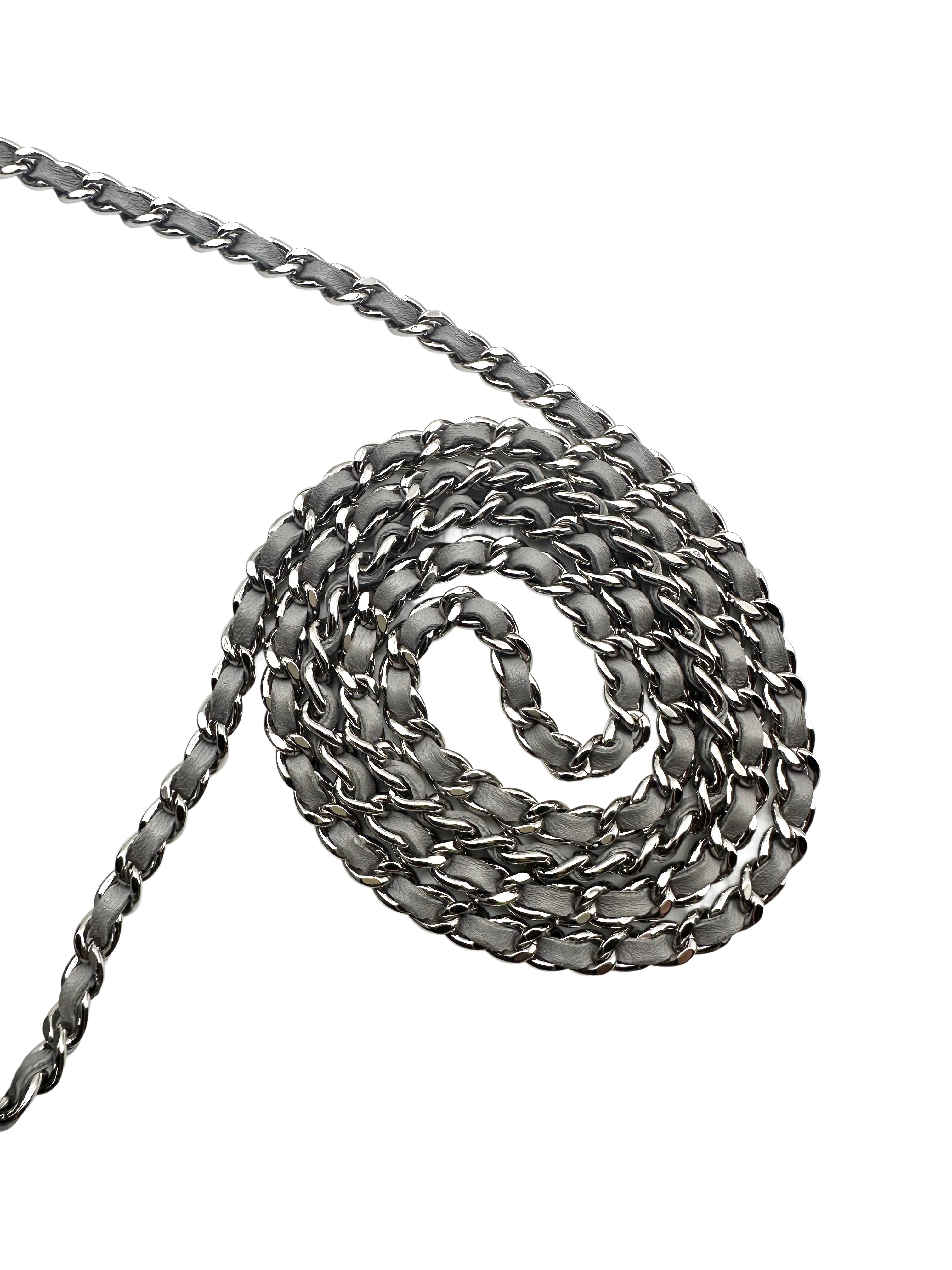 Chanel Lambskin Quilted Wallet On Chain WOC Grey (T0****T4) CC636