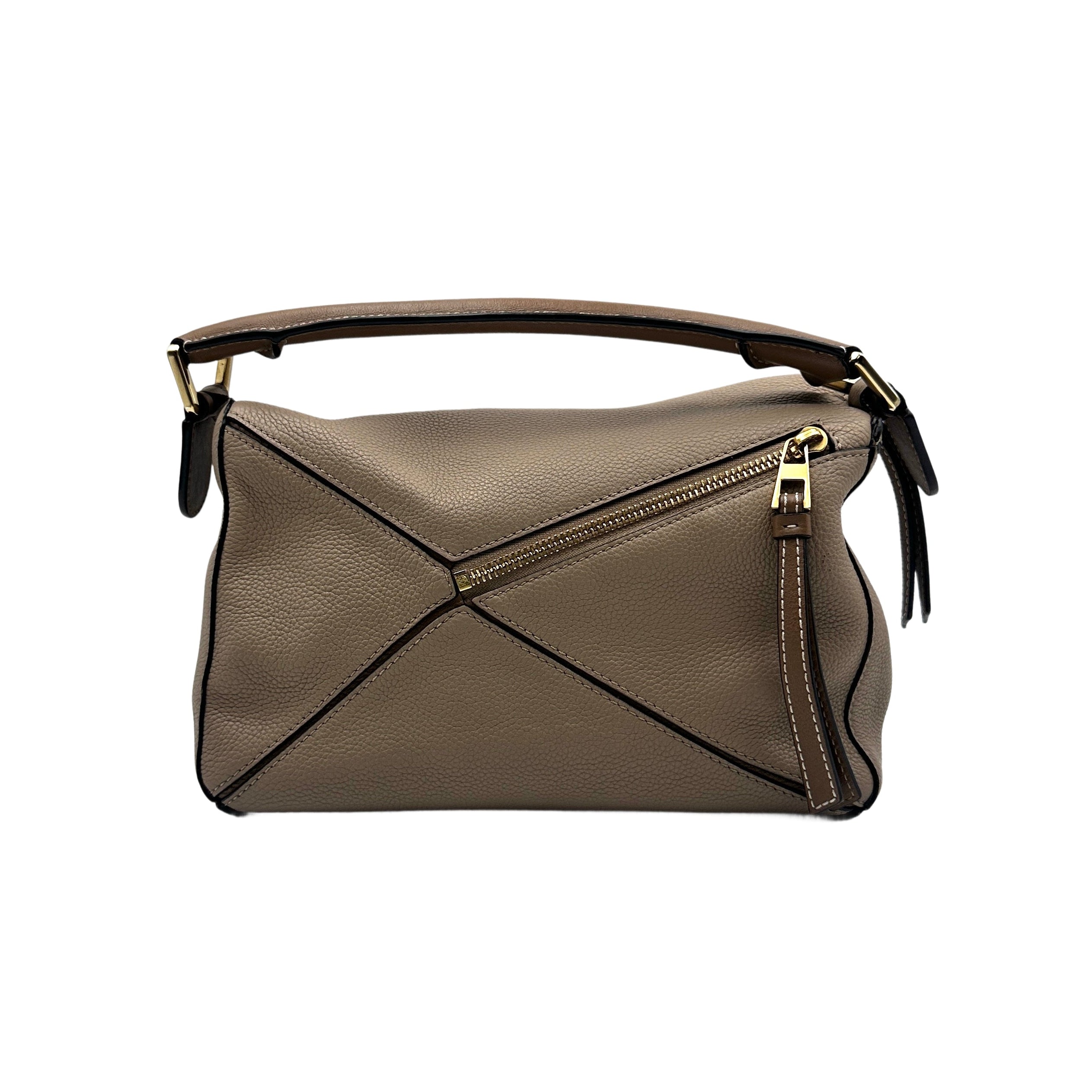 Loewe Puzzle Small Top-Handle Bag in Taupe Calfskin Leather LW27