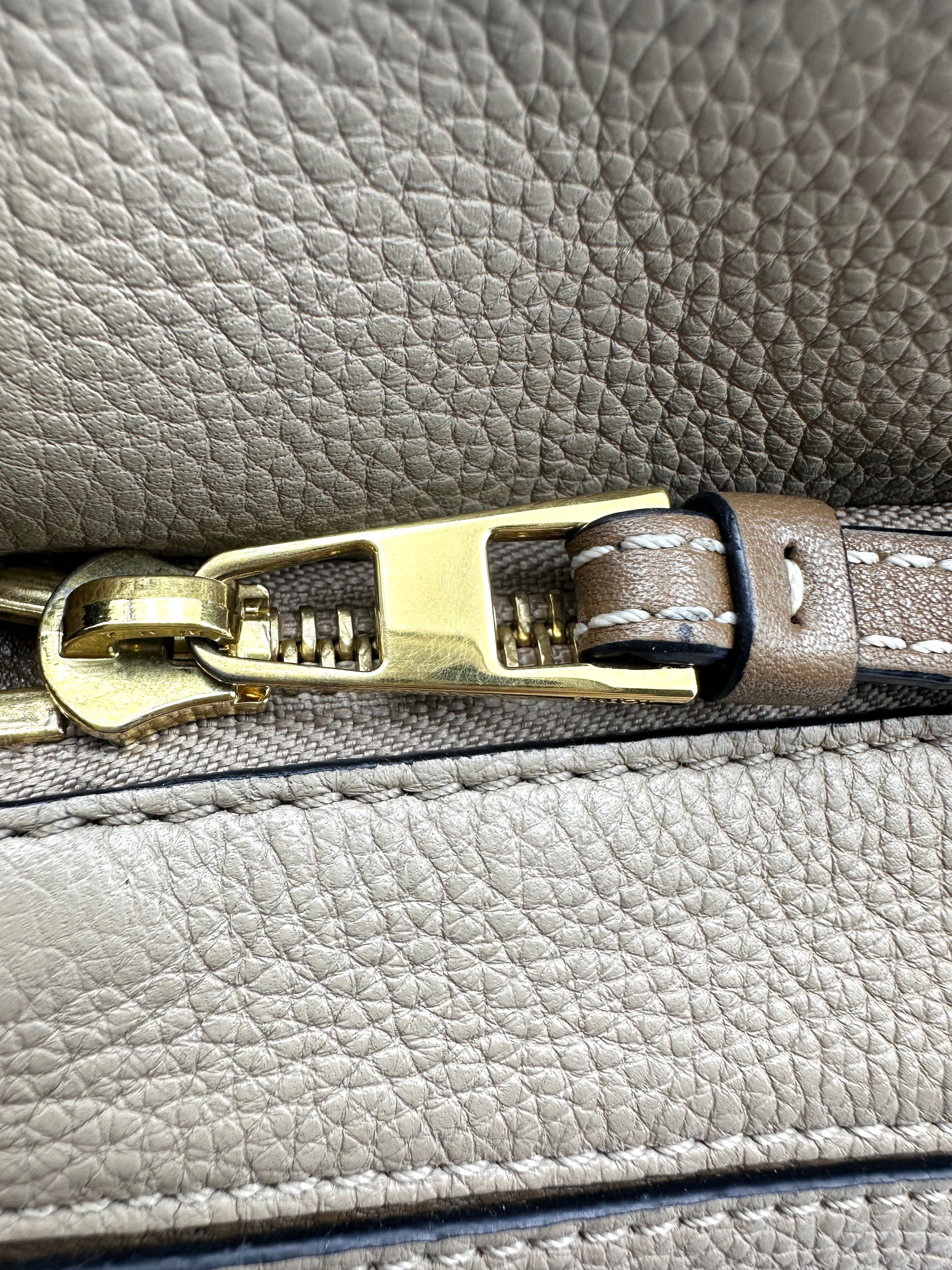 Loewe Puzzle Small Top-Handle Bag in Taupe Calfskin Leather LW27