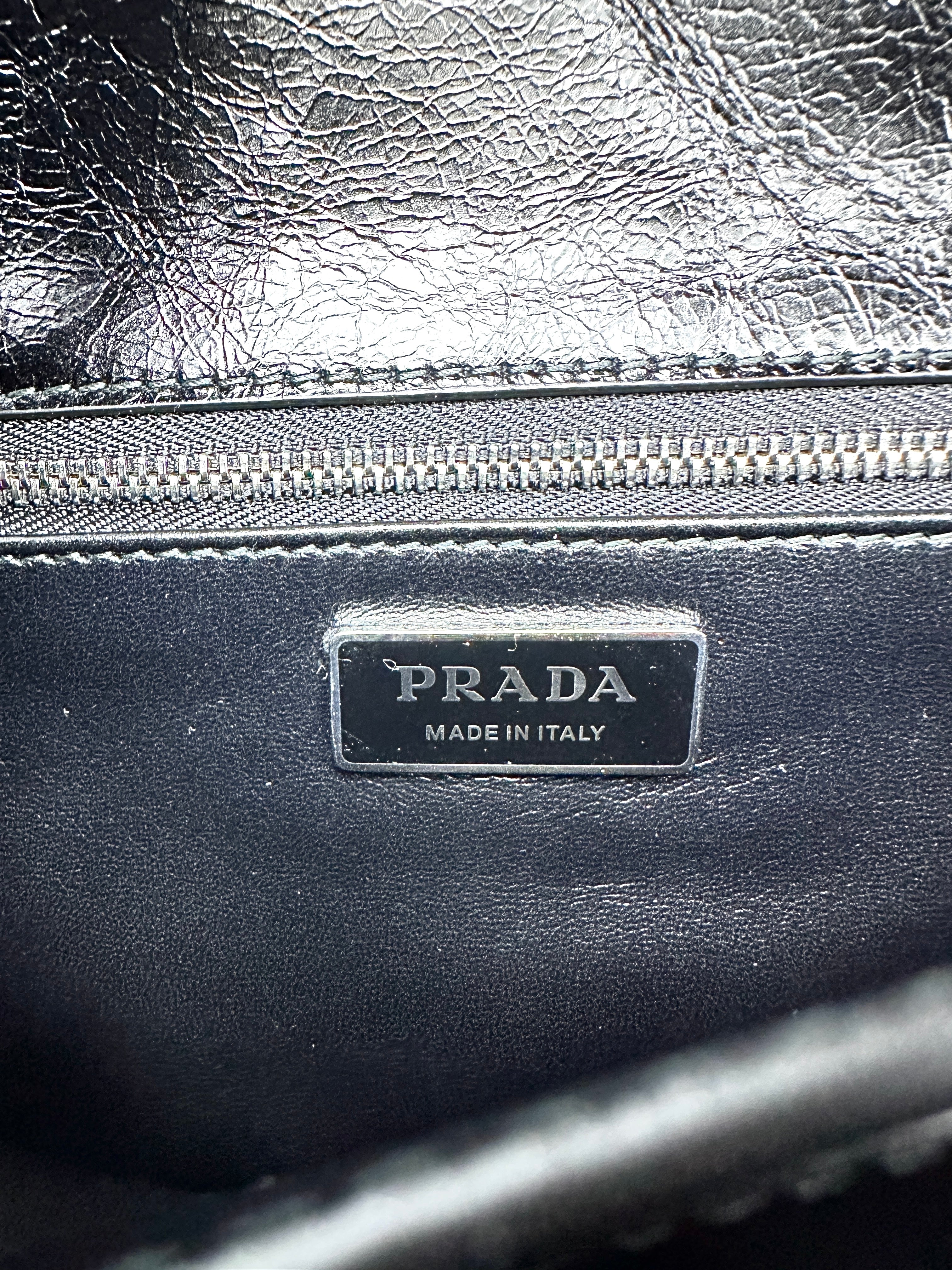 Prada Soft Sound Black Medium Leather shoulder Bag PR131